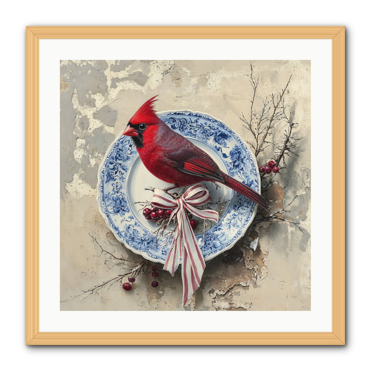 Crimson Sentinel -- Framed Print - Natural 24x24