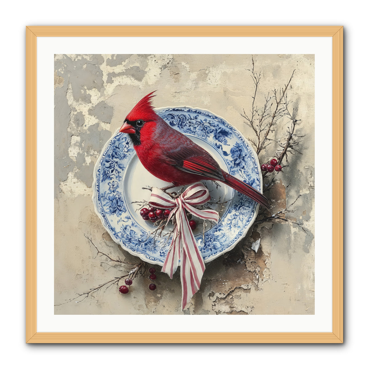 Crimson Sentinel -- Framed Print - Natural 30x30