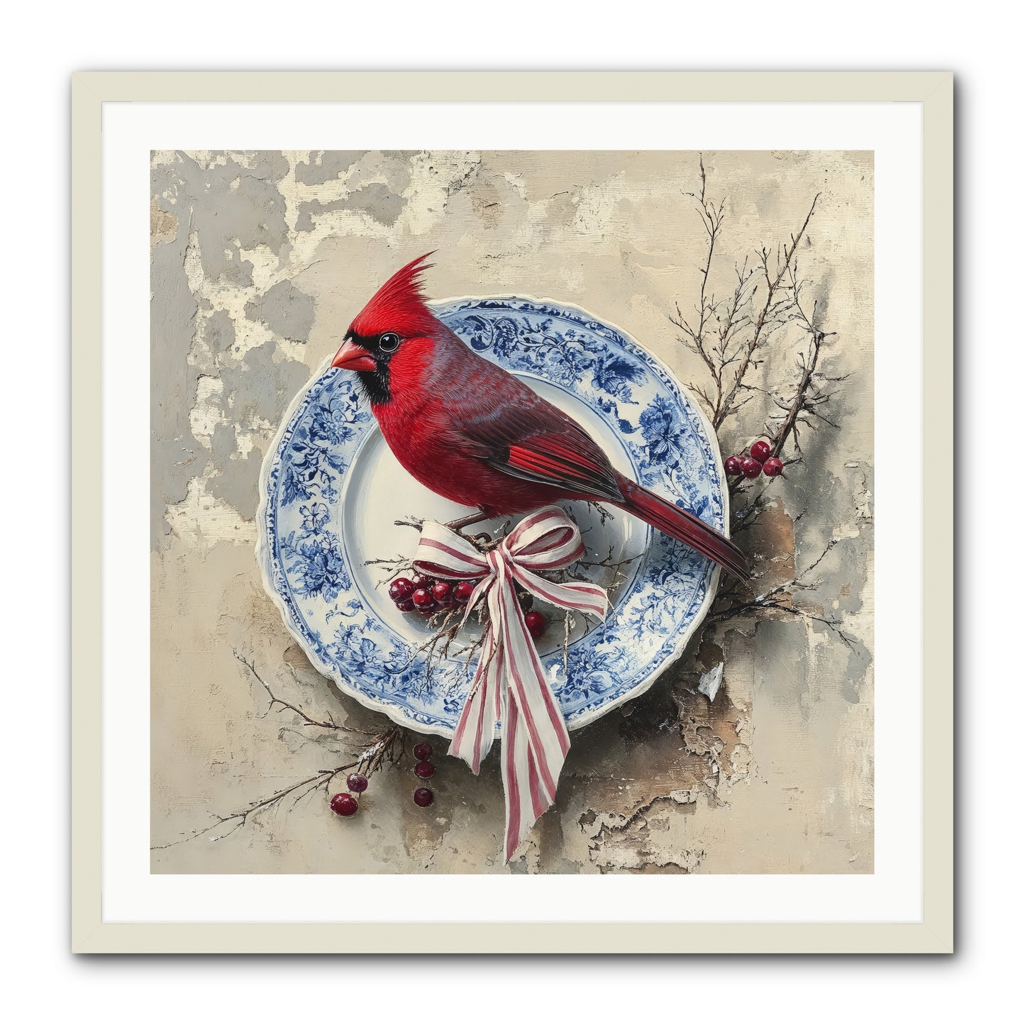 Crimson Sentinel -- Framed Print - White 30x30