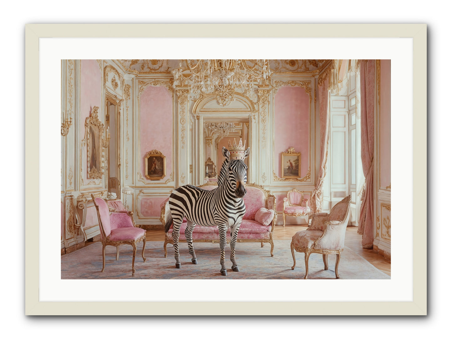 Croquet on the Lawn -- Framed Print - White 30x20