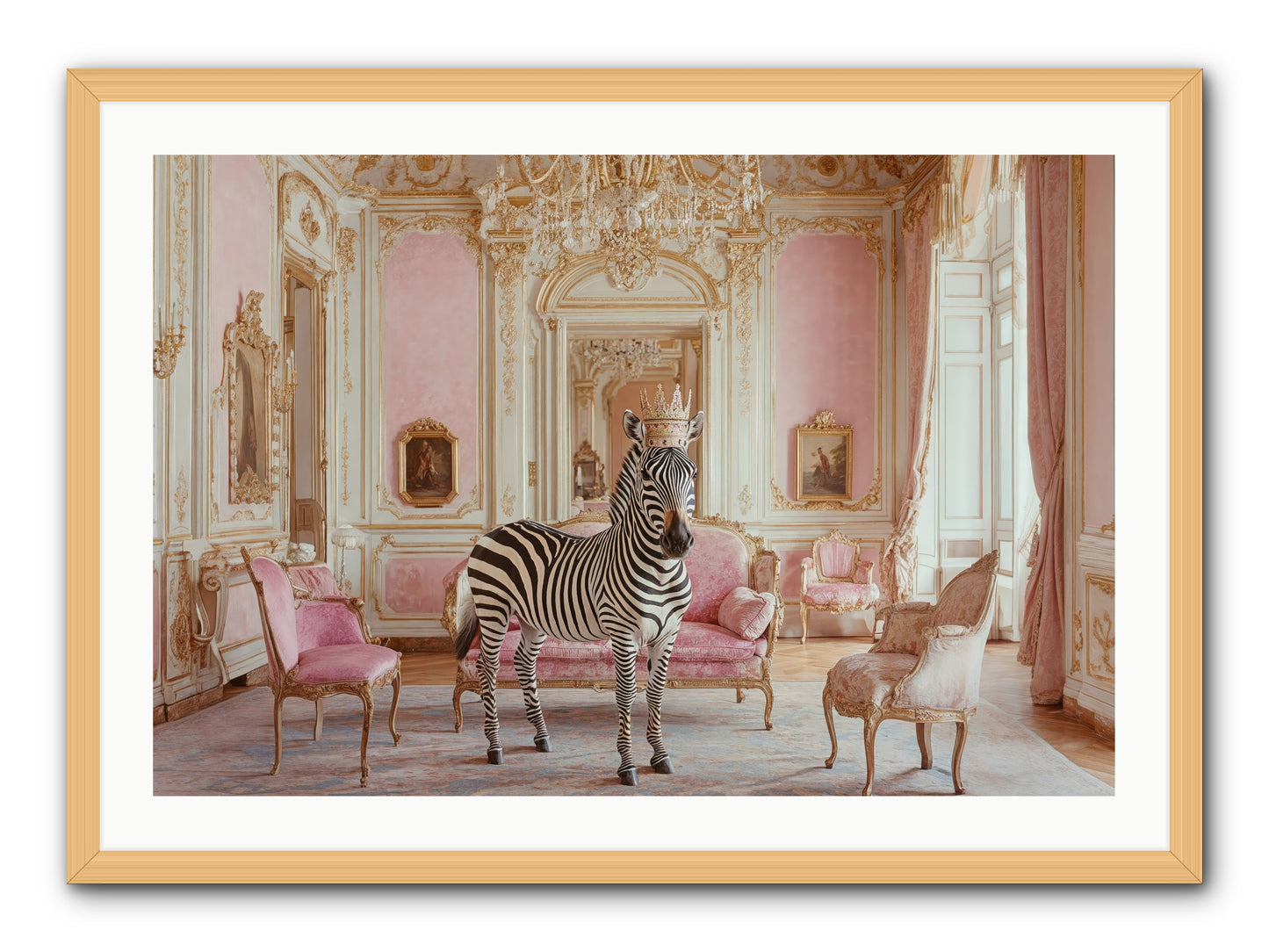 Croquet on the Lawn -- Framed Print - Natural 36x24