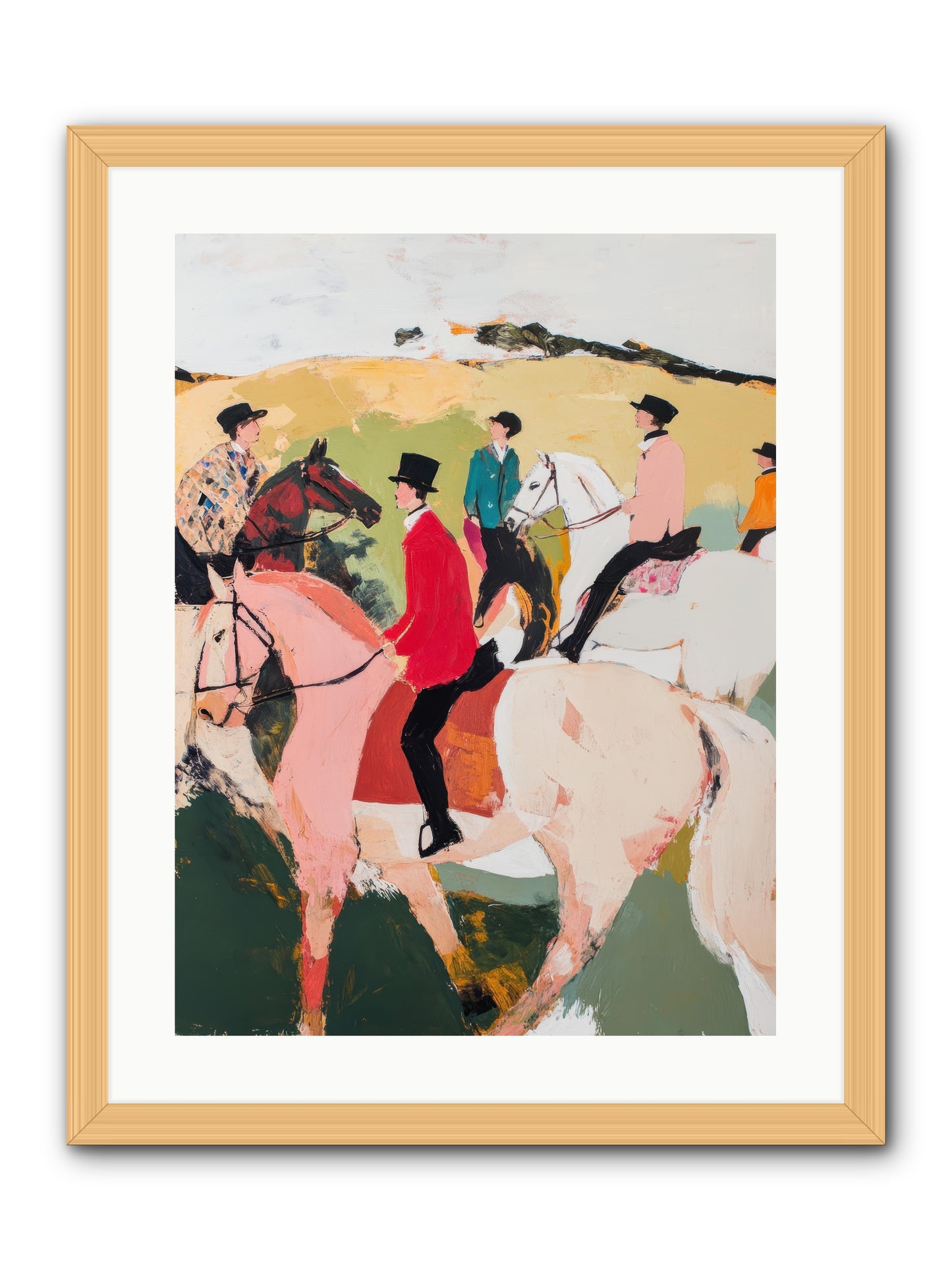 Curious Foxhunter No.3 -- Framed Print - Natural 18x24