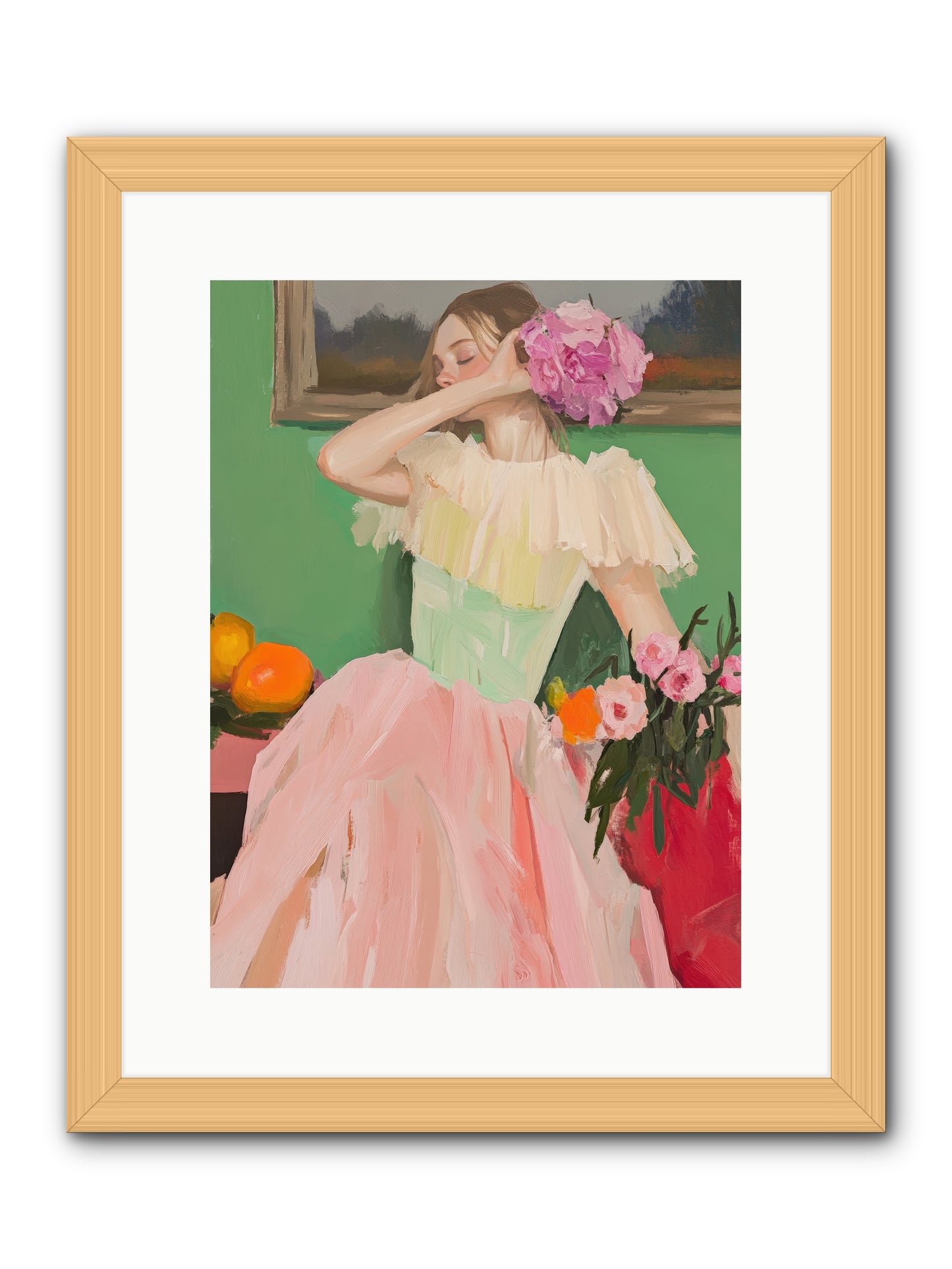 Dahlia Swan No.1-REZ -- Framed Print - Natural 12x16
