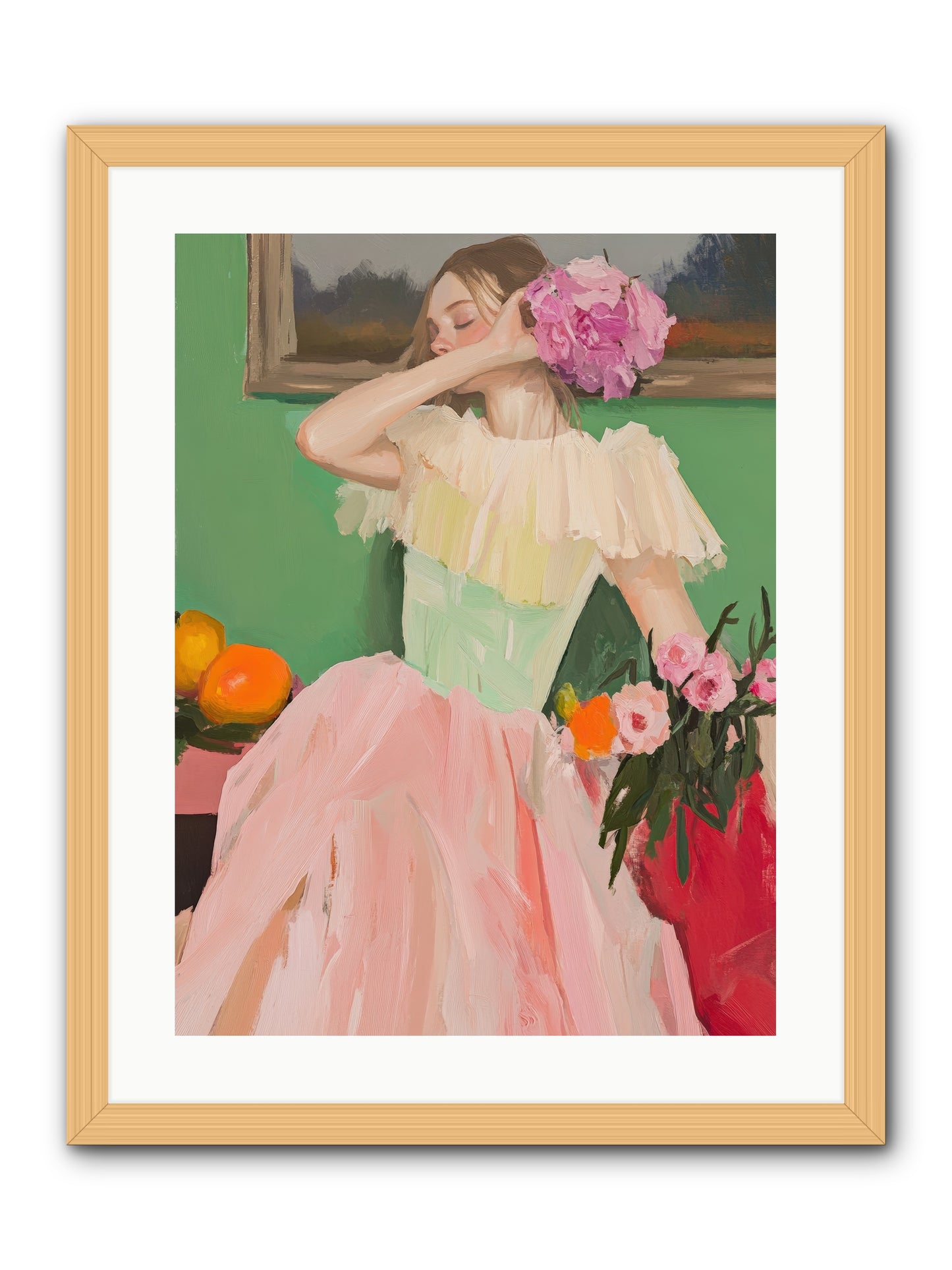 Dahlia Swan No.1-REZ -- Framed Print - Natural 18x24