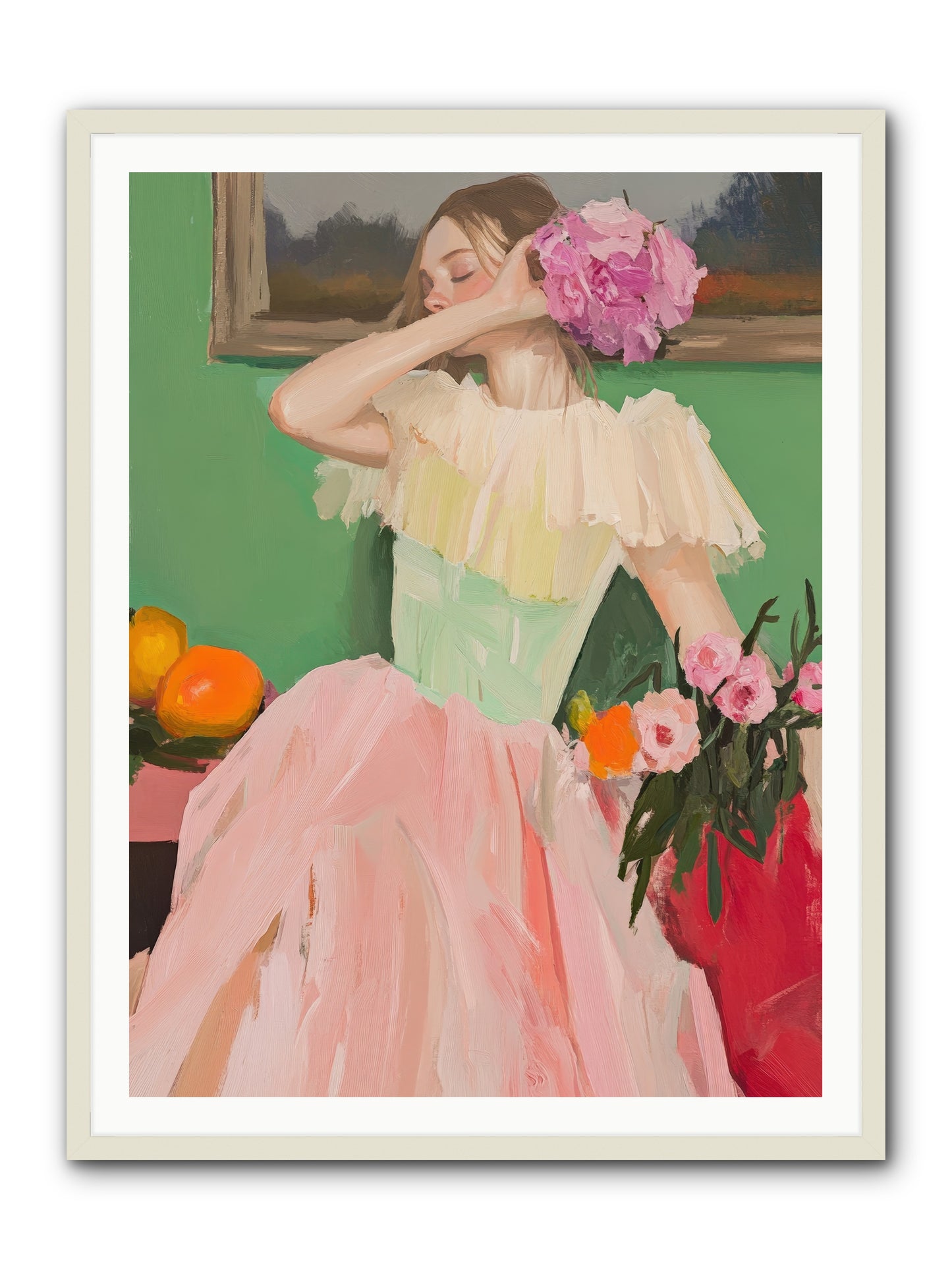 Dahlia Swan No.1-REZ -- Framed Print - White 36x48