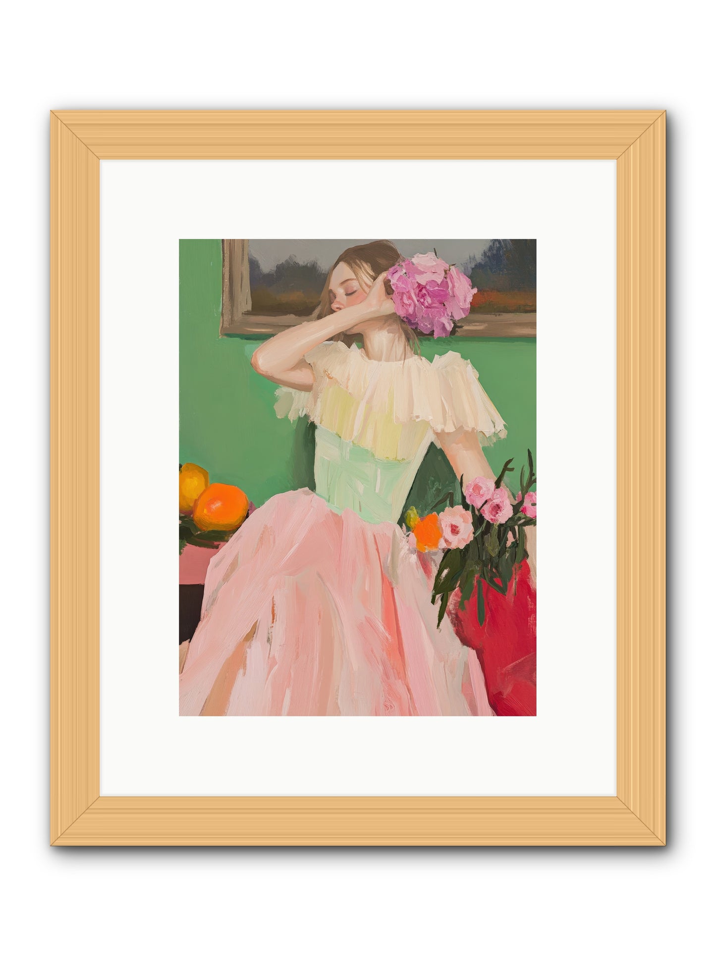 Dahlia Swan No.1-REZ -- Framed Print - Natural 9x12