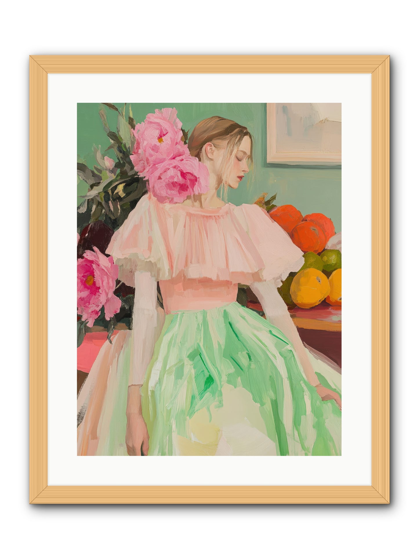 Dahlia Swan No.2-REZ -- Framed Print - Natural 18x24