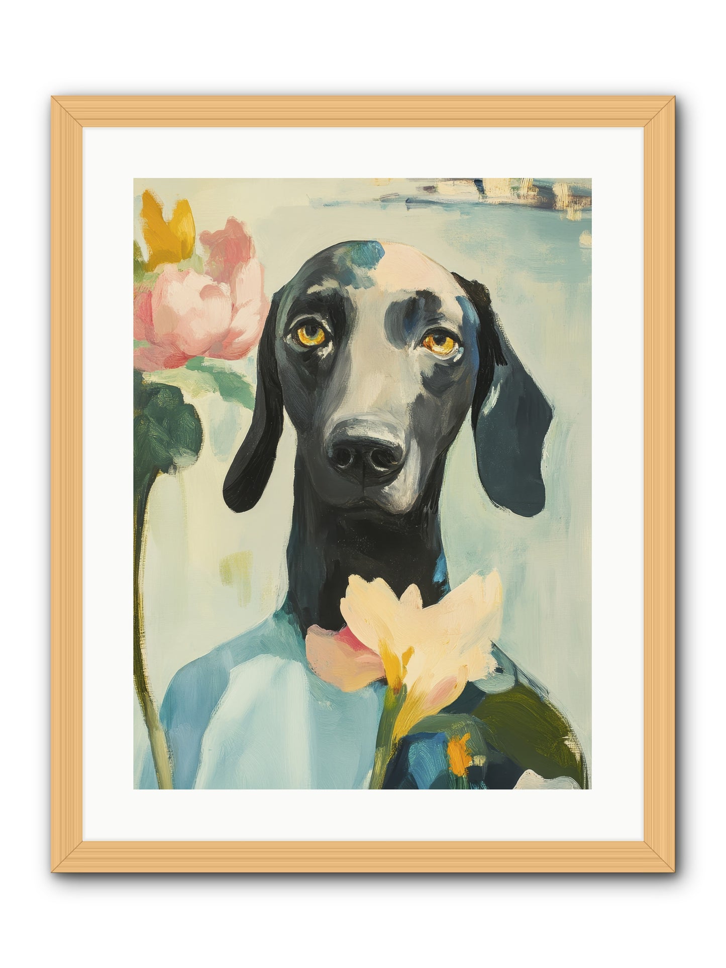 Dame Rosebud -- Framed Print - Natural 18x24