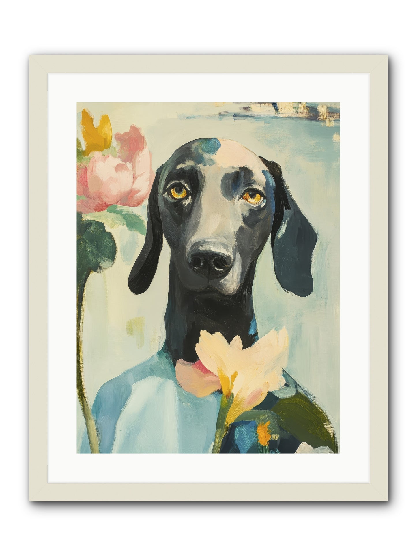 Dame Rosebud -- Framed Print - White 18x24