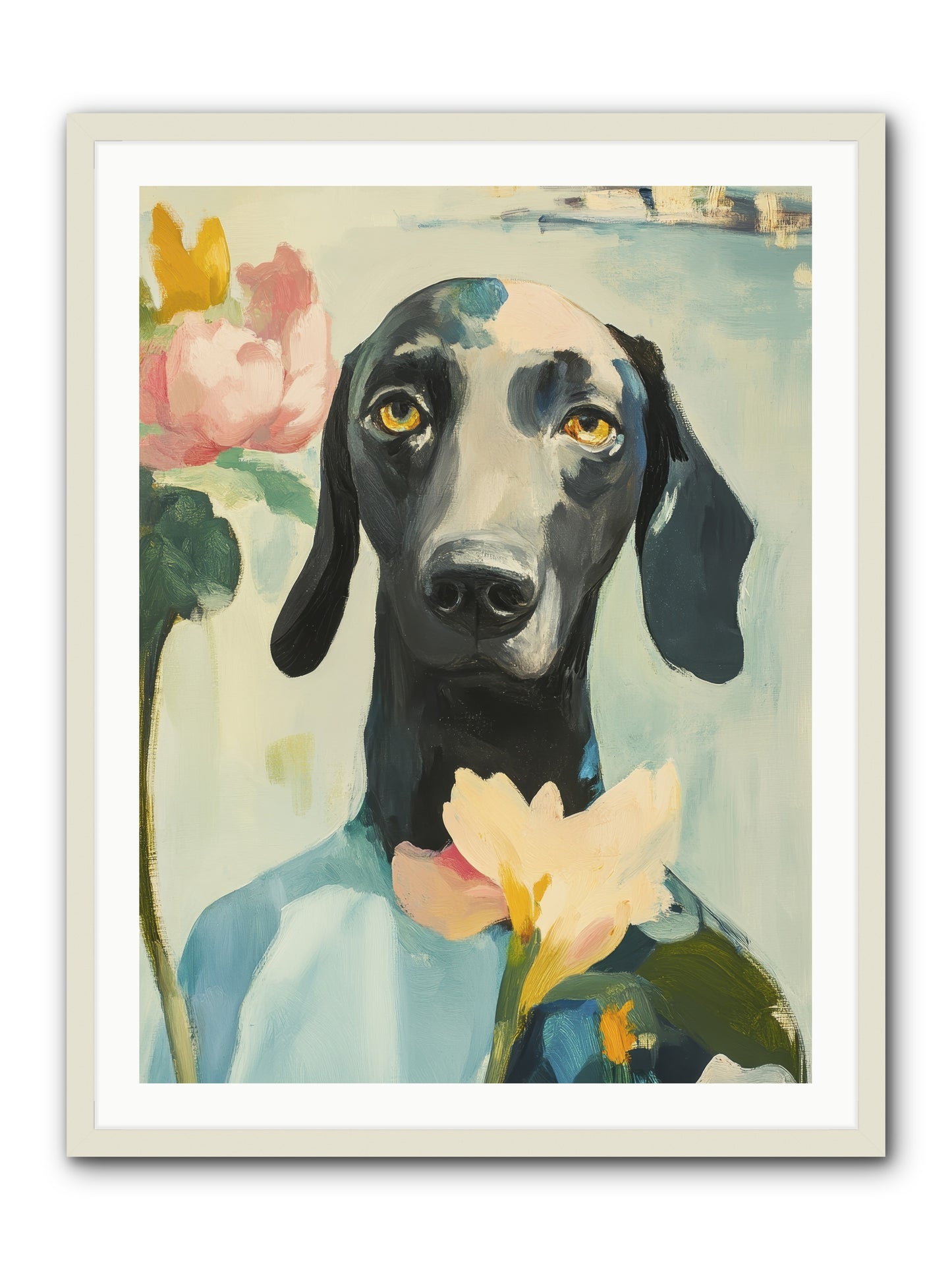 Dame Rosebud -- Framed Print - White 30x40