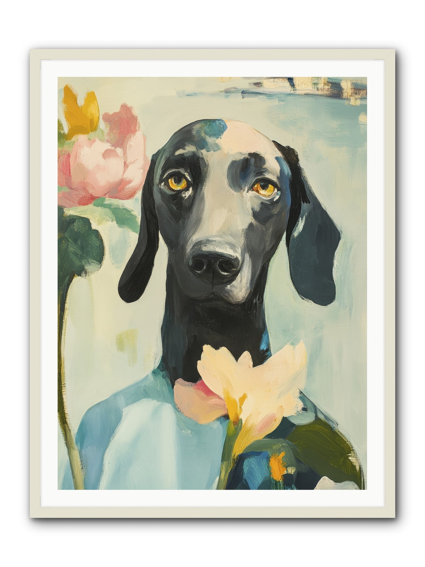 Dame Rosebud -- Framed Print - White 36x48