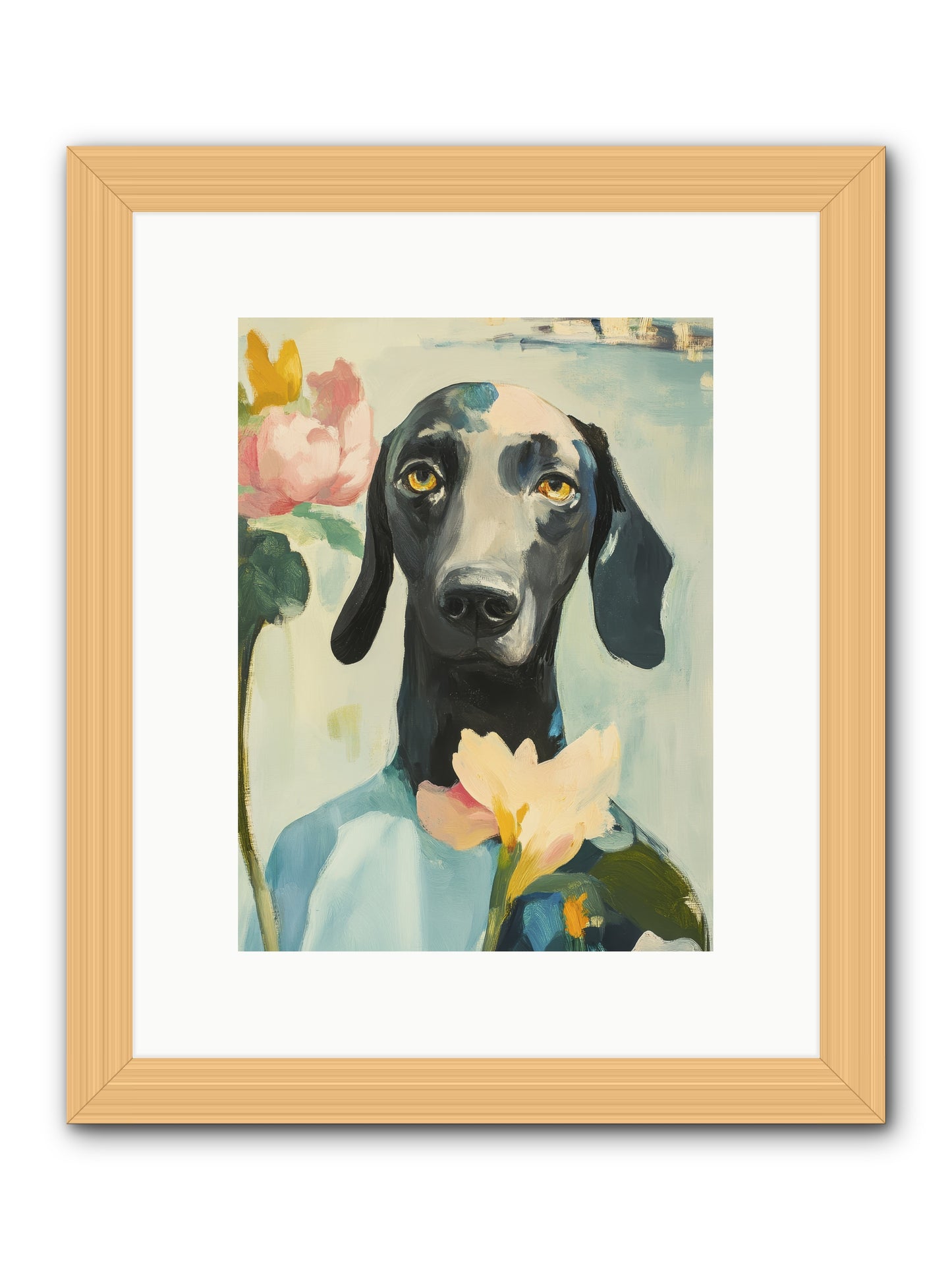 Dame Rosebud -- Framed Print - Natural 9x12