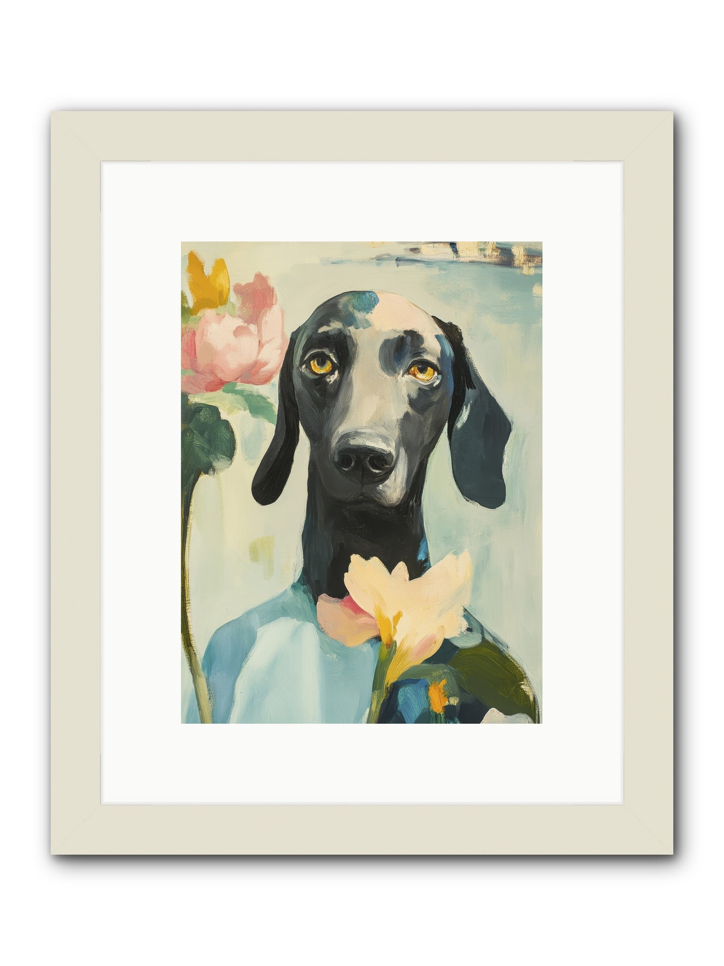Dame Rosebud -- Framed Print - White 9x12