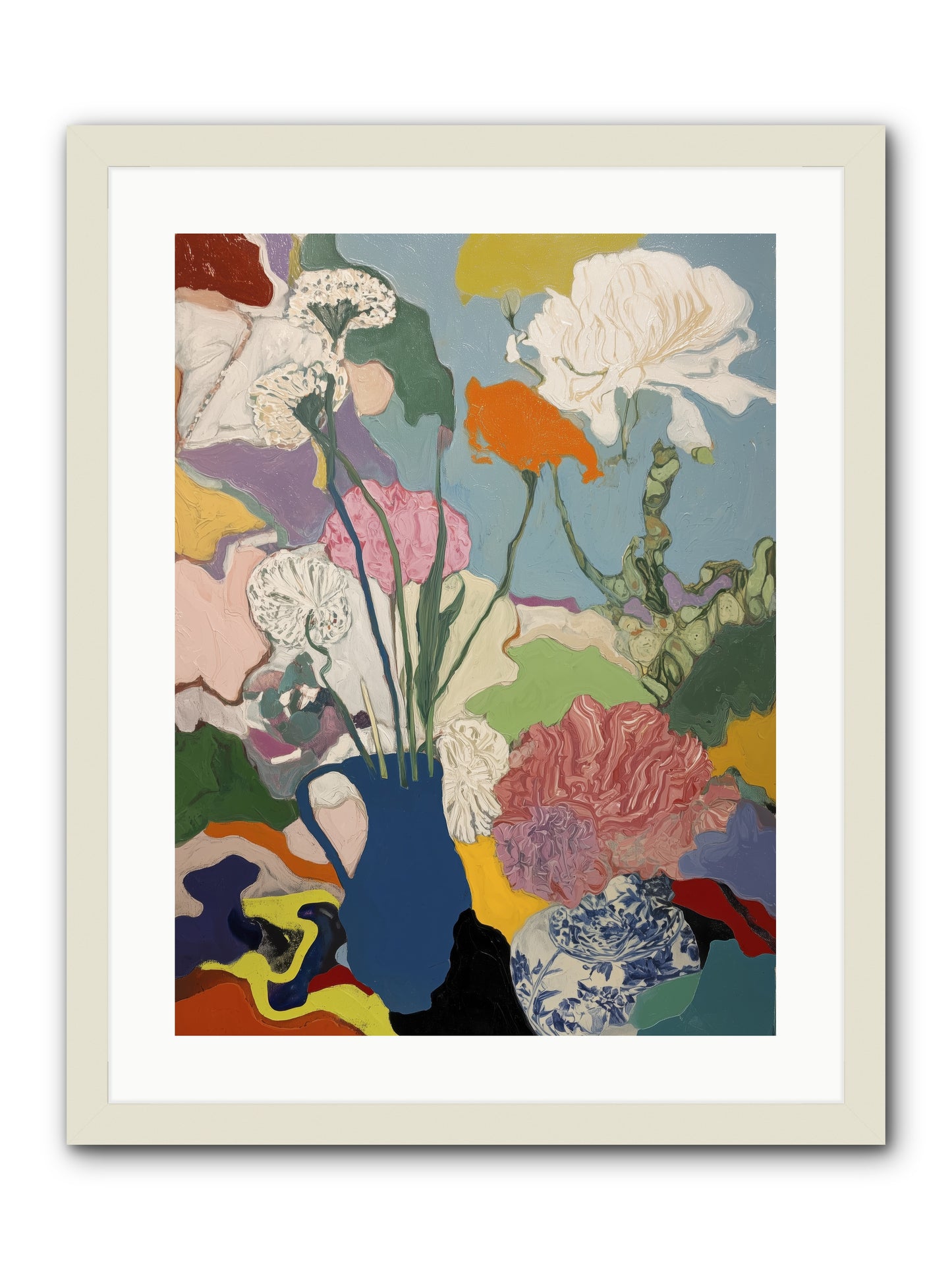 Dancing Petals -- Framed Print - White 18x24