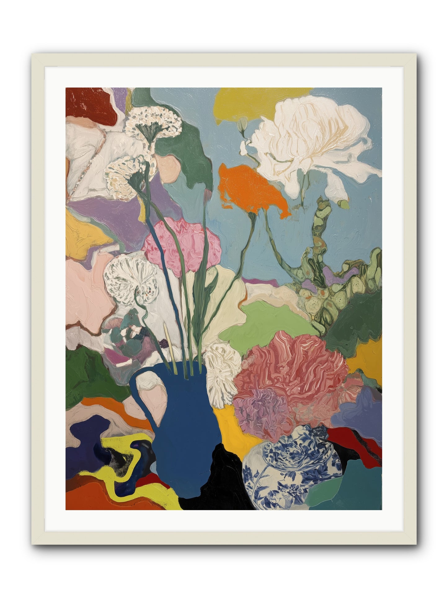 Dancing Petals -- Framed Print - White 30x40