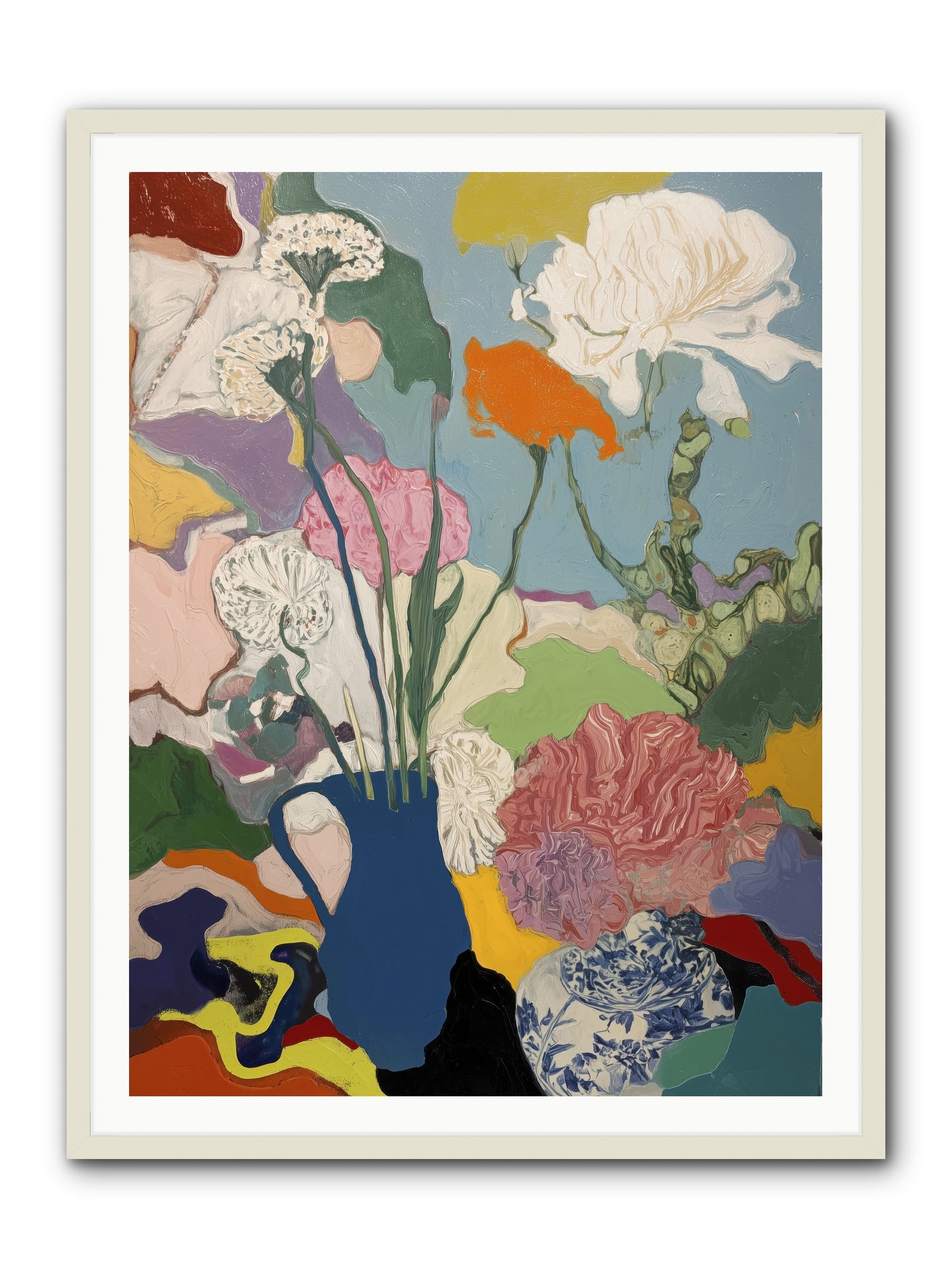 Dancing Petals -- Framed Print - White 36x48