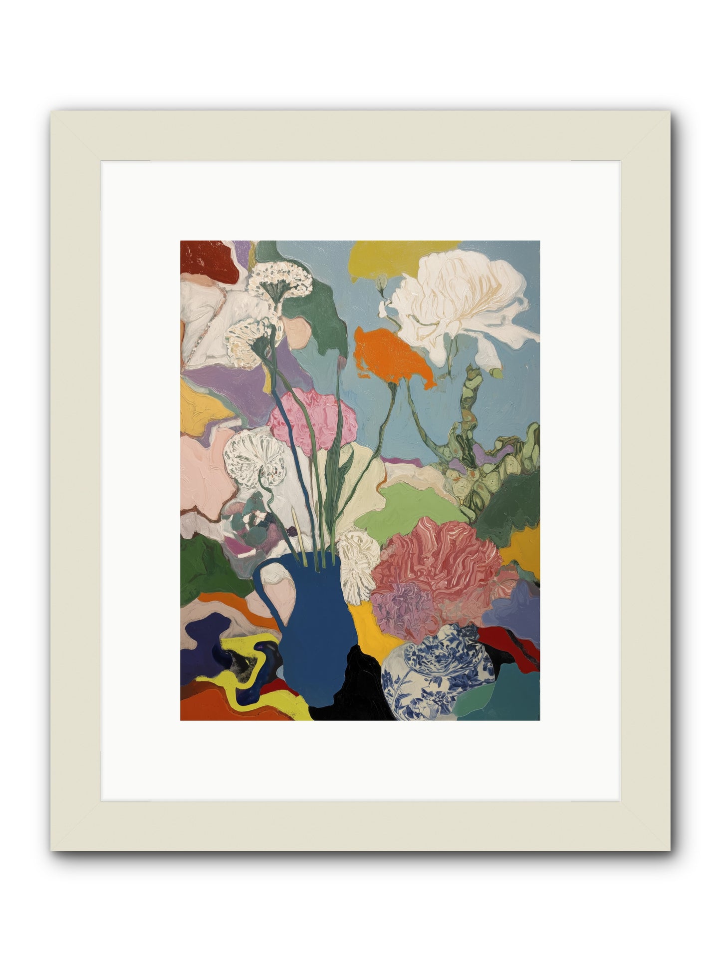 Dancing Petals -- Framed Print - White 9x12
