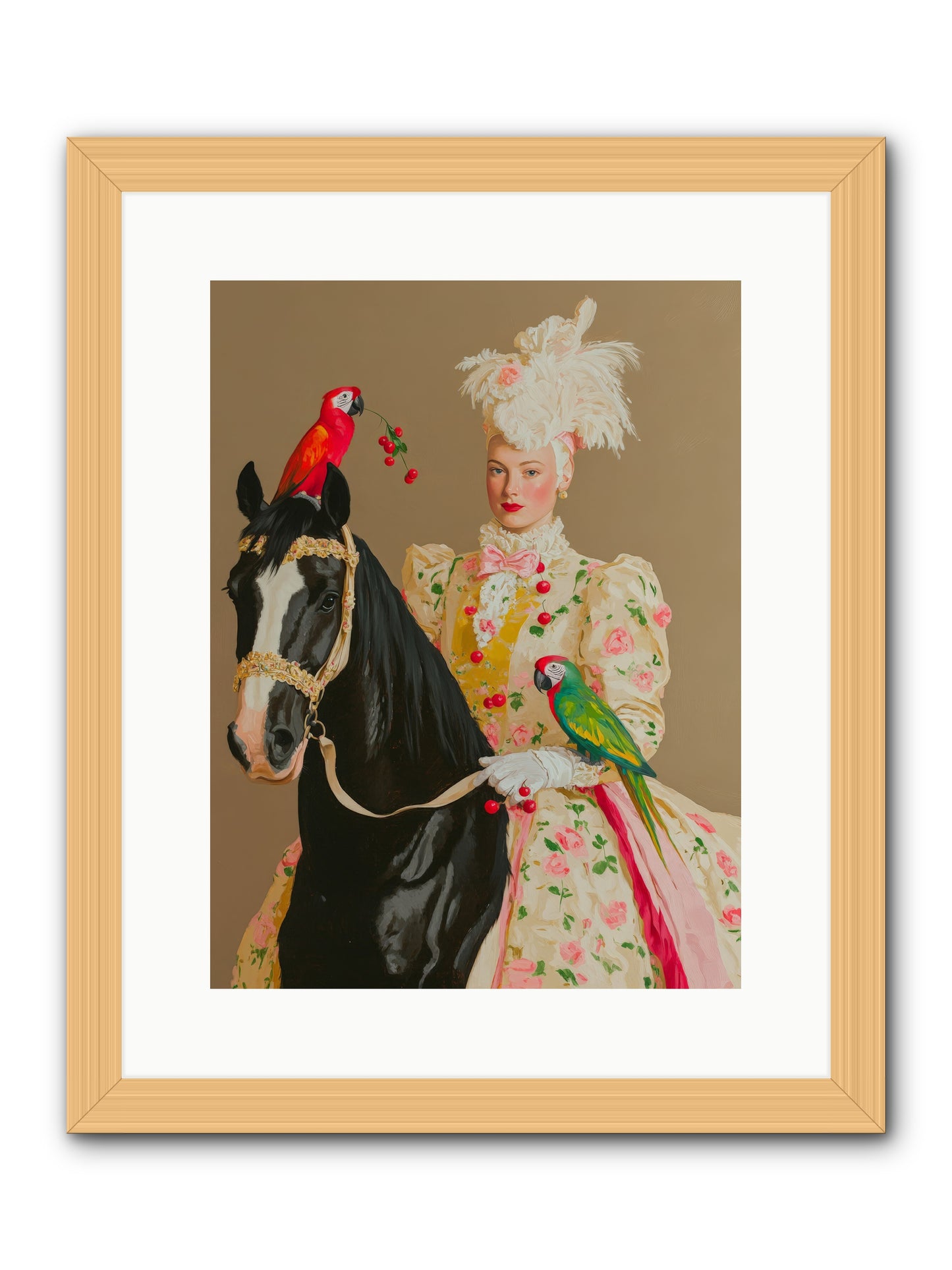 Darjeeling & DressageRez2 -- Framed Print - Natural 12x16