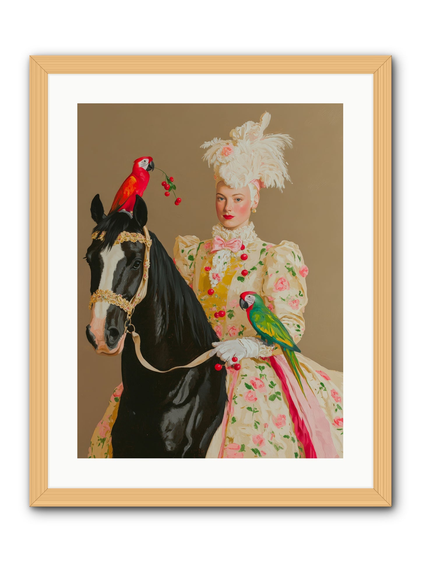 Darjeeling & DressageRez2 -- Framed Print - Natural 18x24