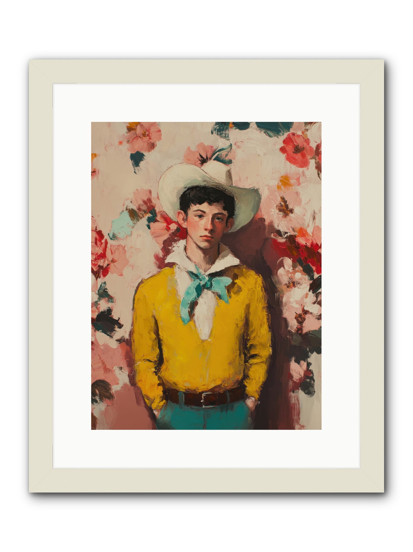 Dashing Vaquero -- Framed Print - White 12x16
