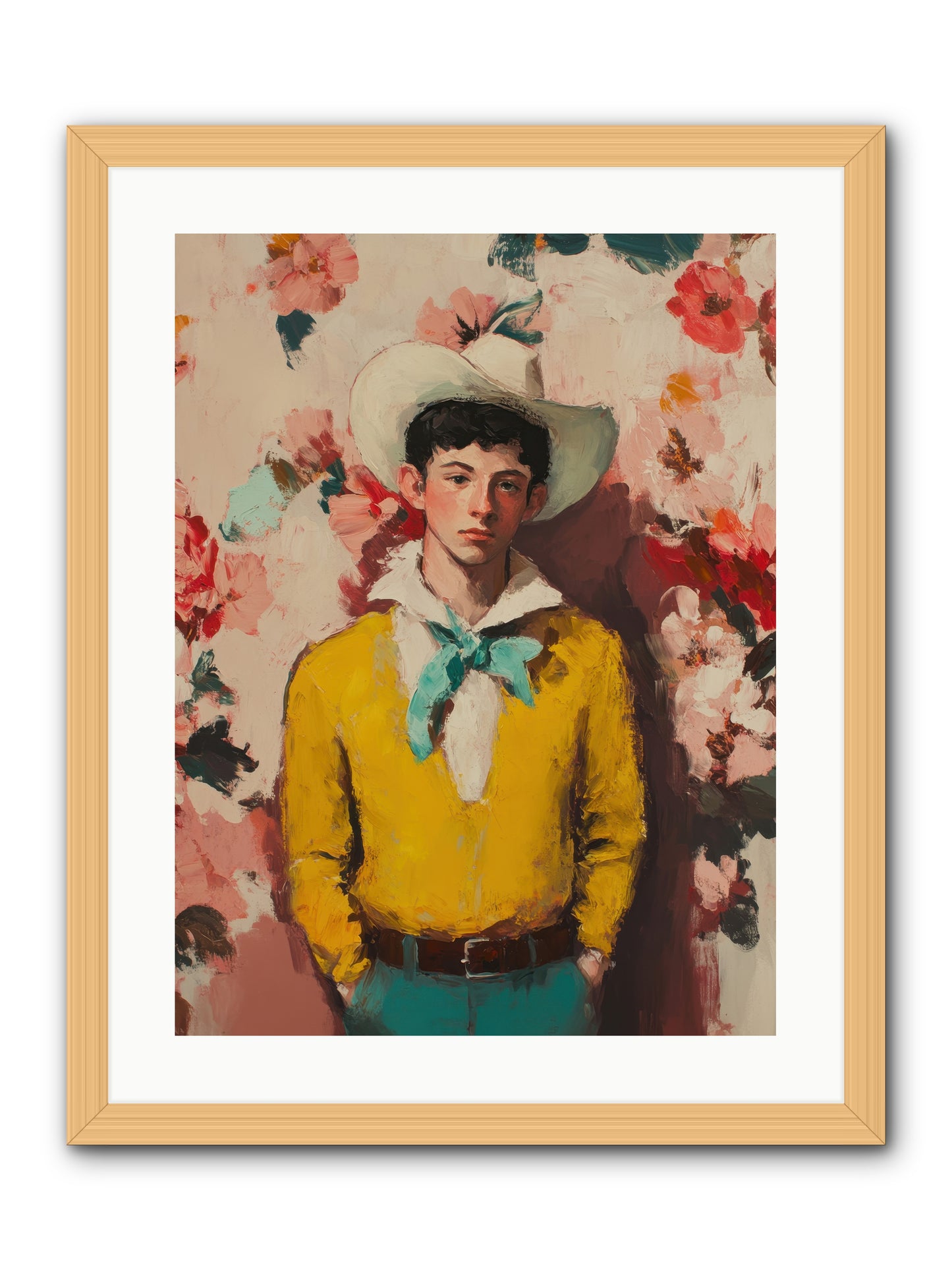 Dashing Vaquero -- Framed Print - Natural 18x24
