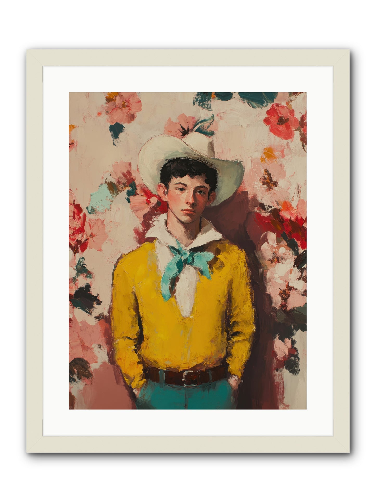 Dashing Vaquero -- Framed Print - White 18x24