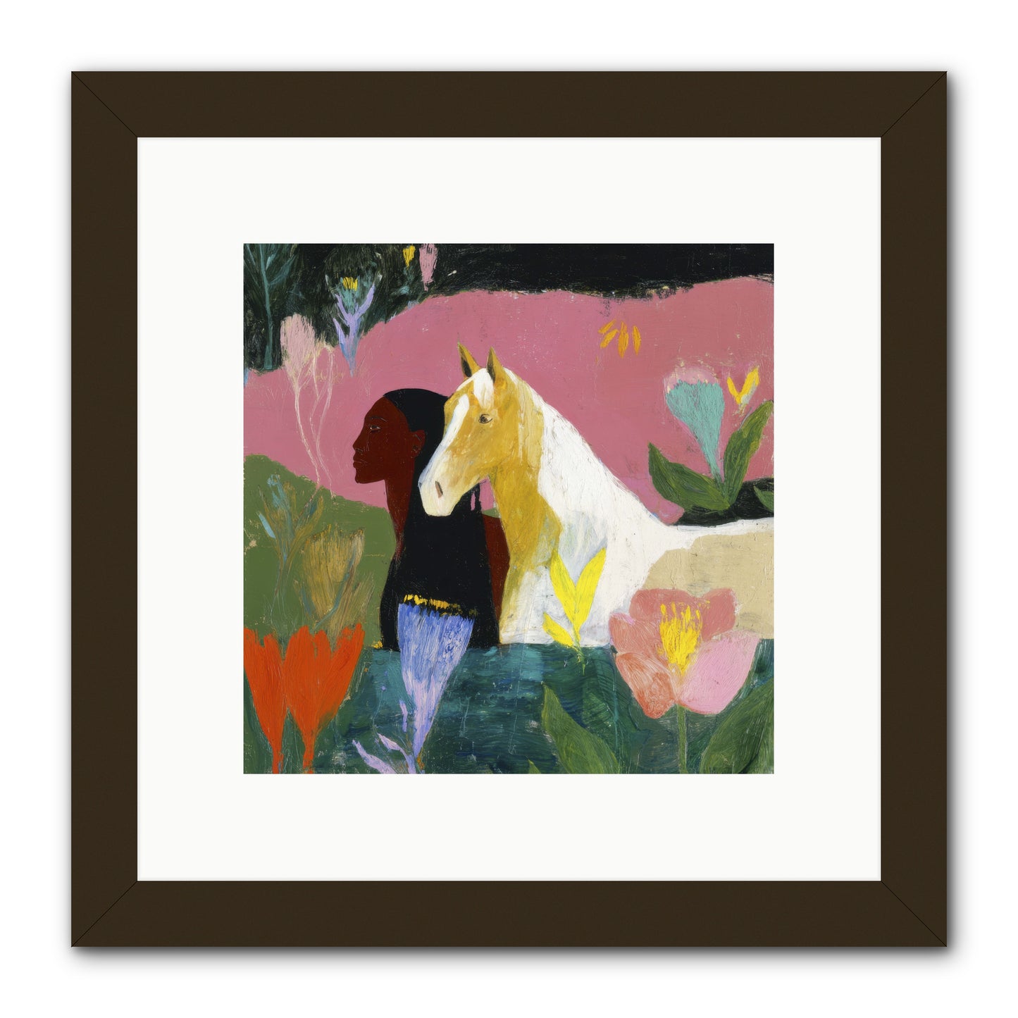 Daybreak in Blush & Gold -- Framed Print - Black 10x10