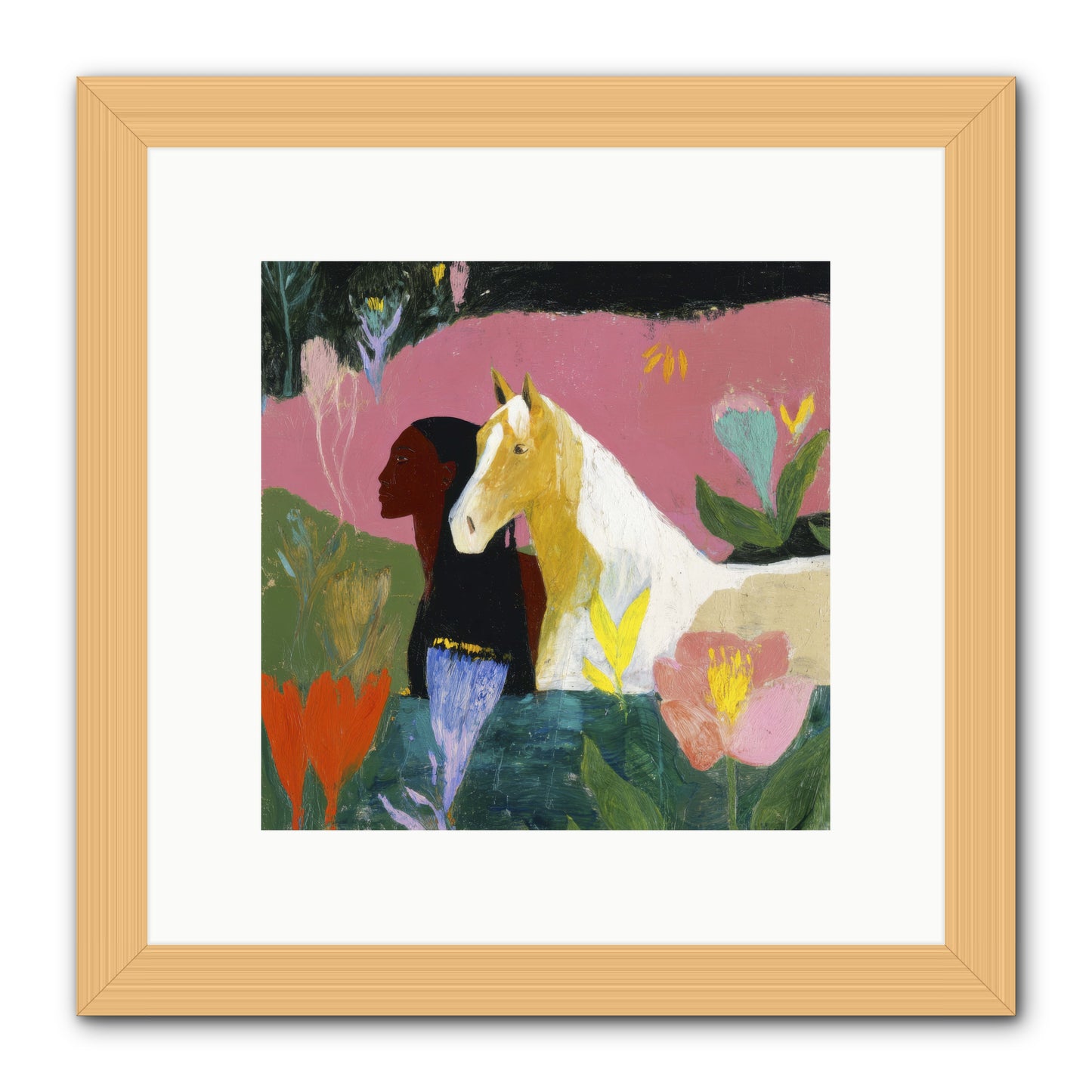 Daybreak in Blush & Gold -- Framed Print - Natural 10x10