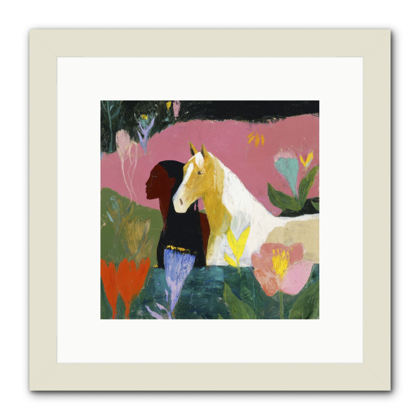 Daybreak in Blush & Gold -- Framed Print - White 10x10