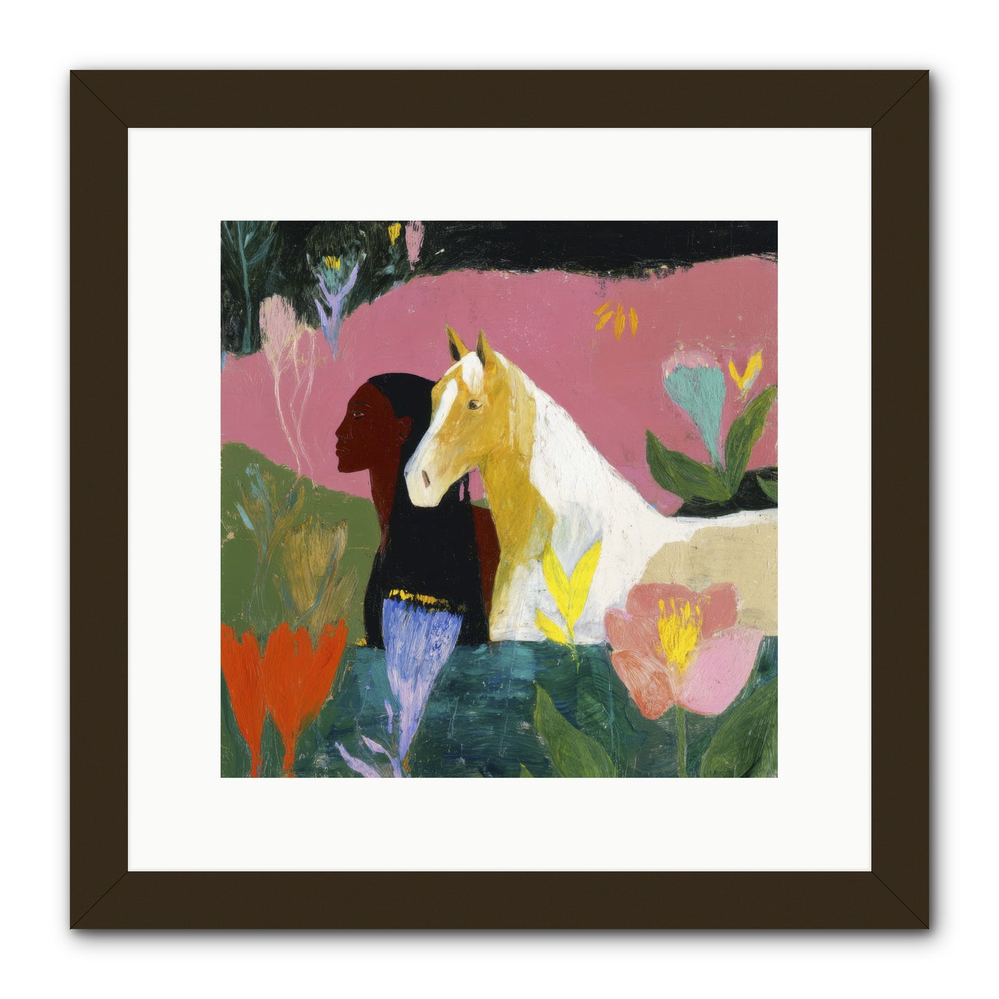 Daybreak in Blush & Gold -- Framed Print - Black 12x12