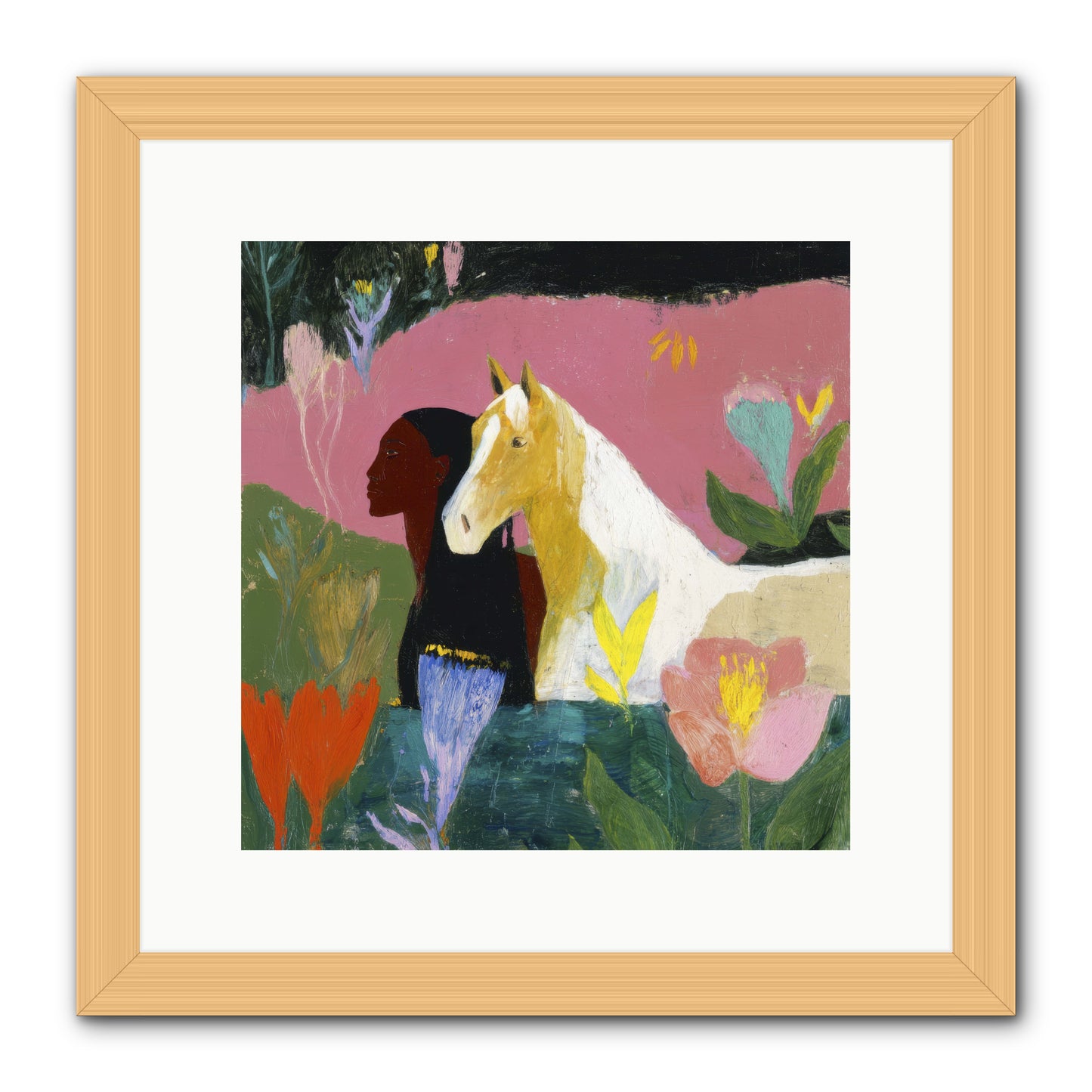 Daybreak in Blush & Gold -- Framed Print - Natural 12x12