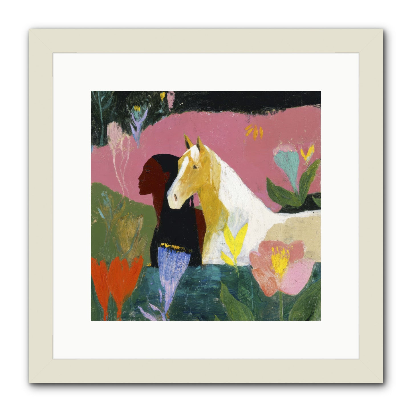 Daybreak in Blush & Gold -- Framed Print - White 12x12