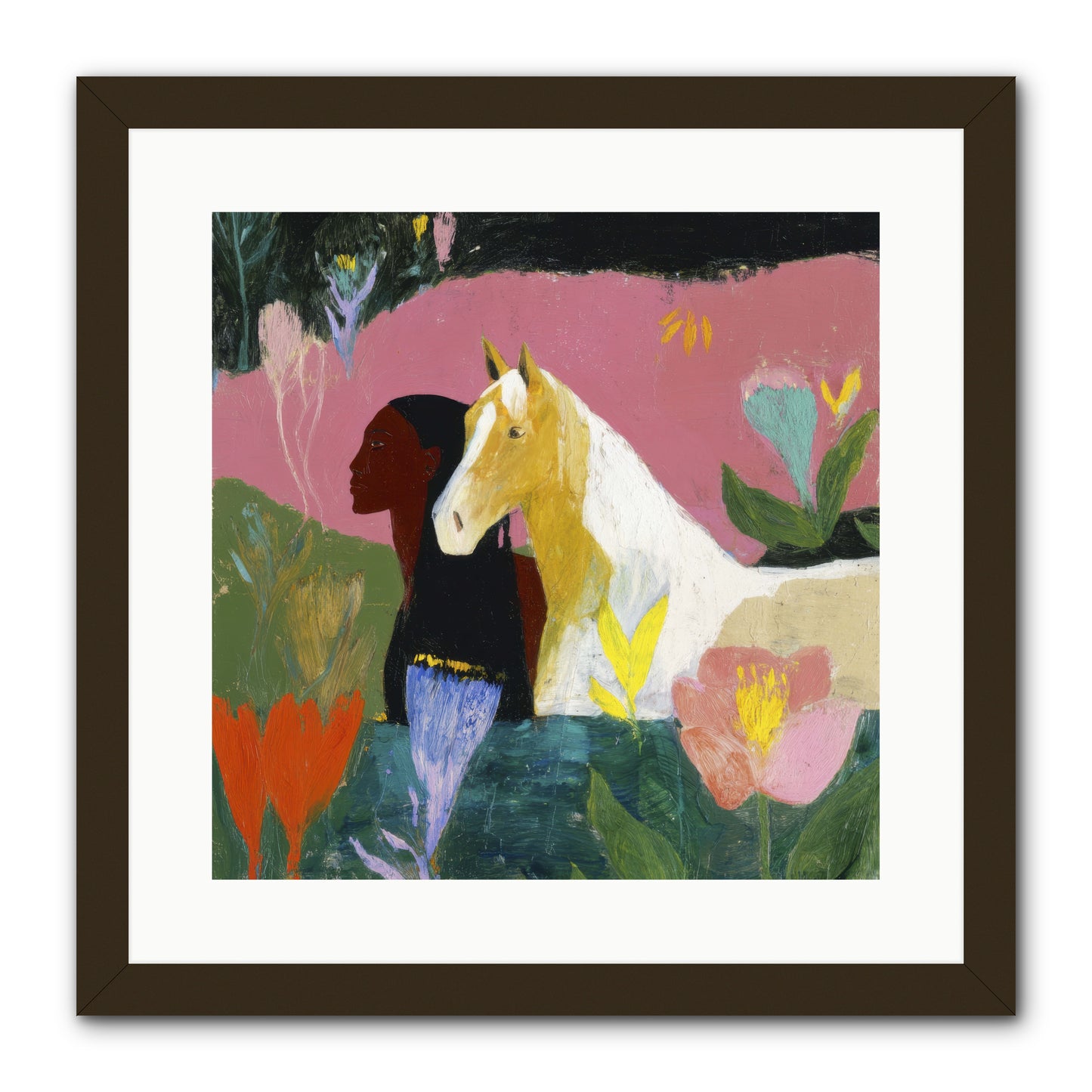 Daybreak in Blush & Gold -- Framed Print - Black 16x16