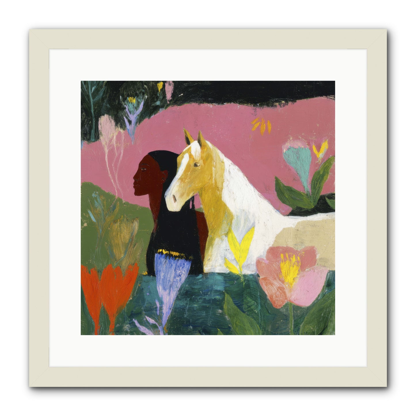 Daybreak in Blush & Gold -- Framed Print - White 16x16