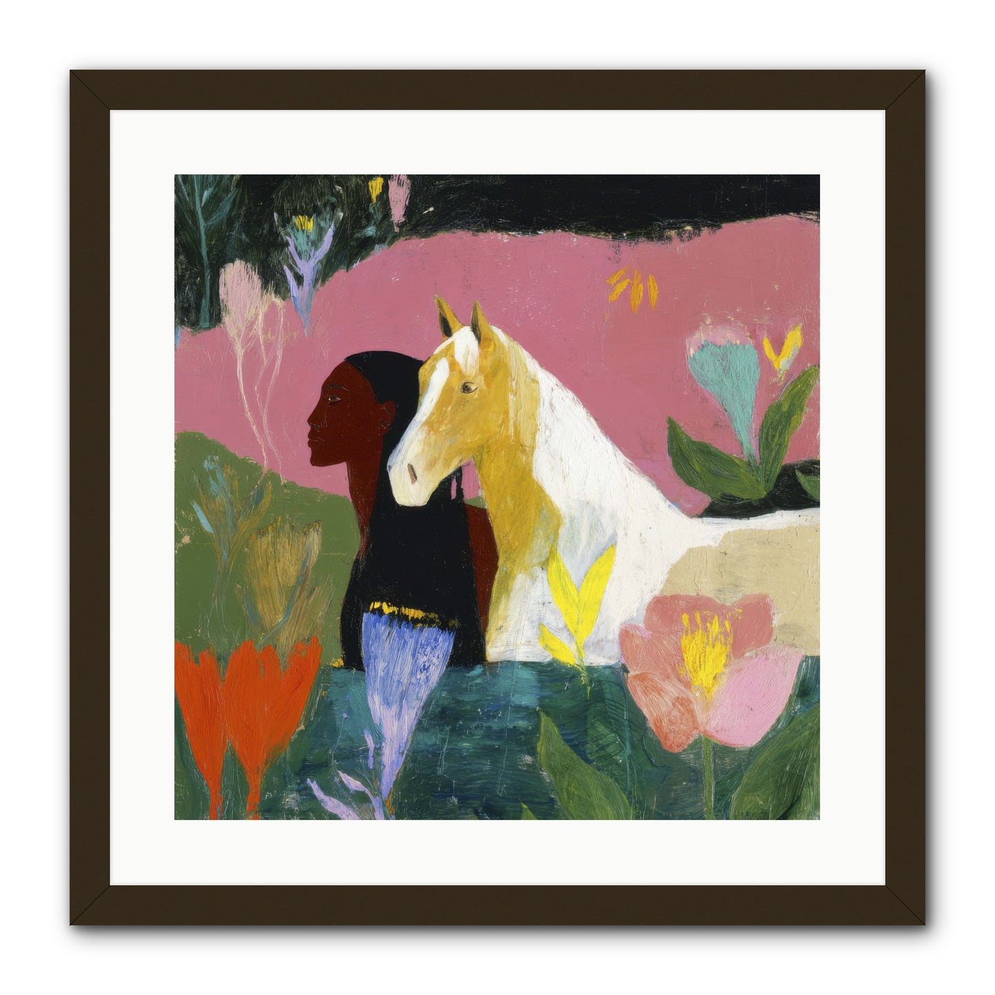 Daybreak in Blush & Gold -- Framed Print - Black 20x20