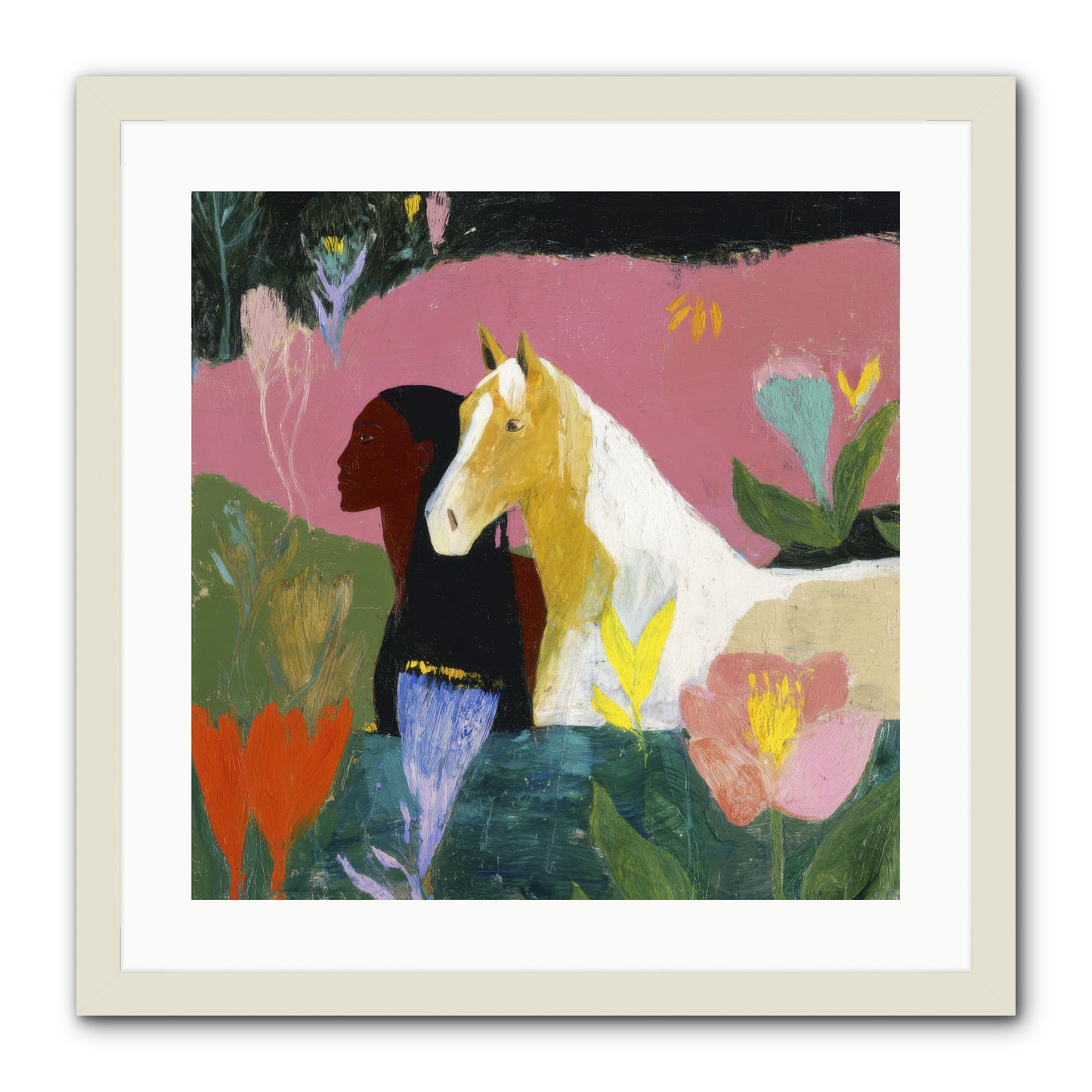 Daybreak in Blush & Gold -- Framed Print - White 20x20
