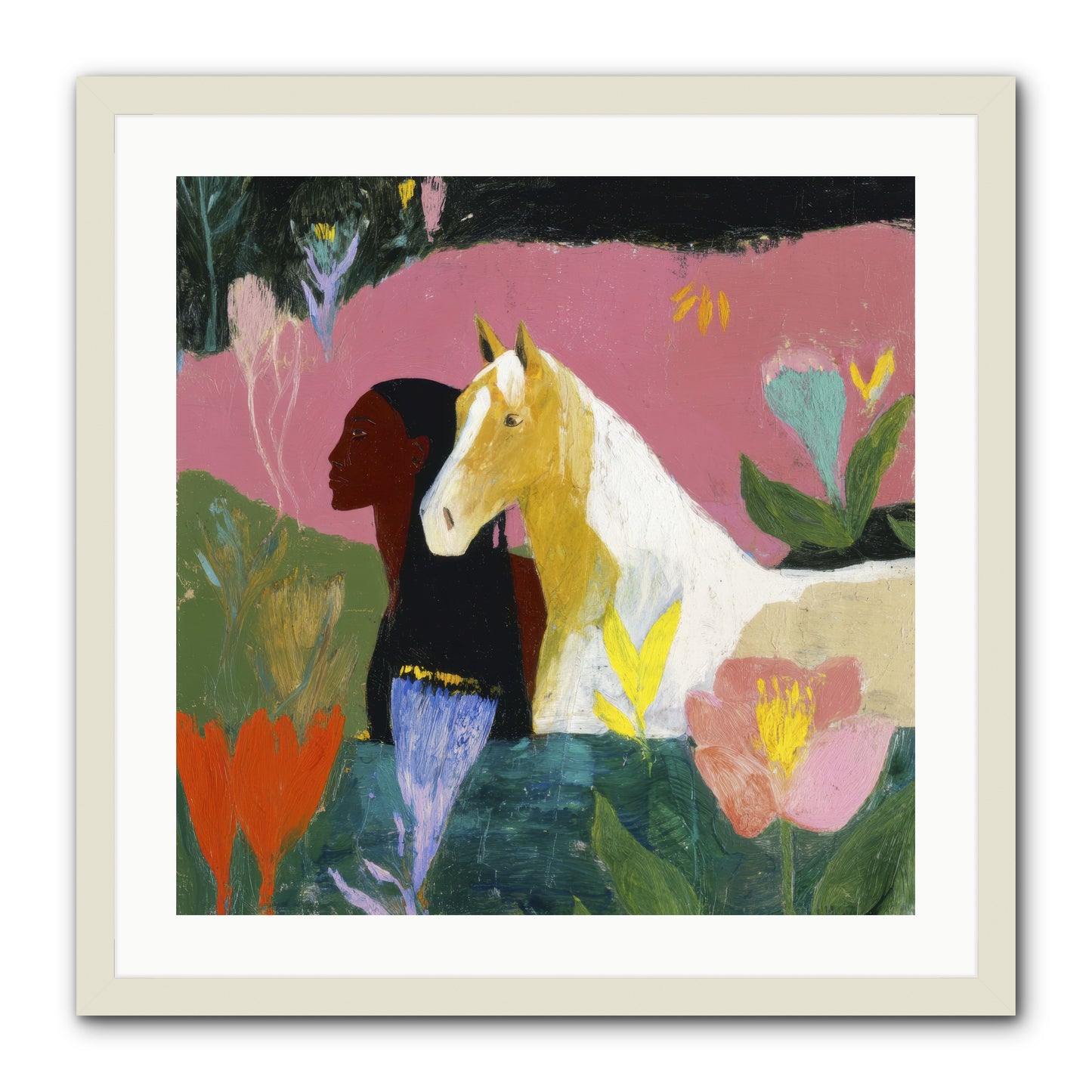 Daybreak in Blush & Gold -- Framed Print - White 24x24
