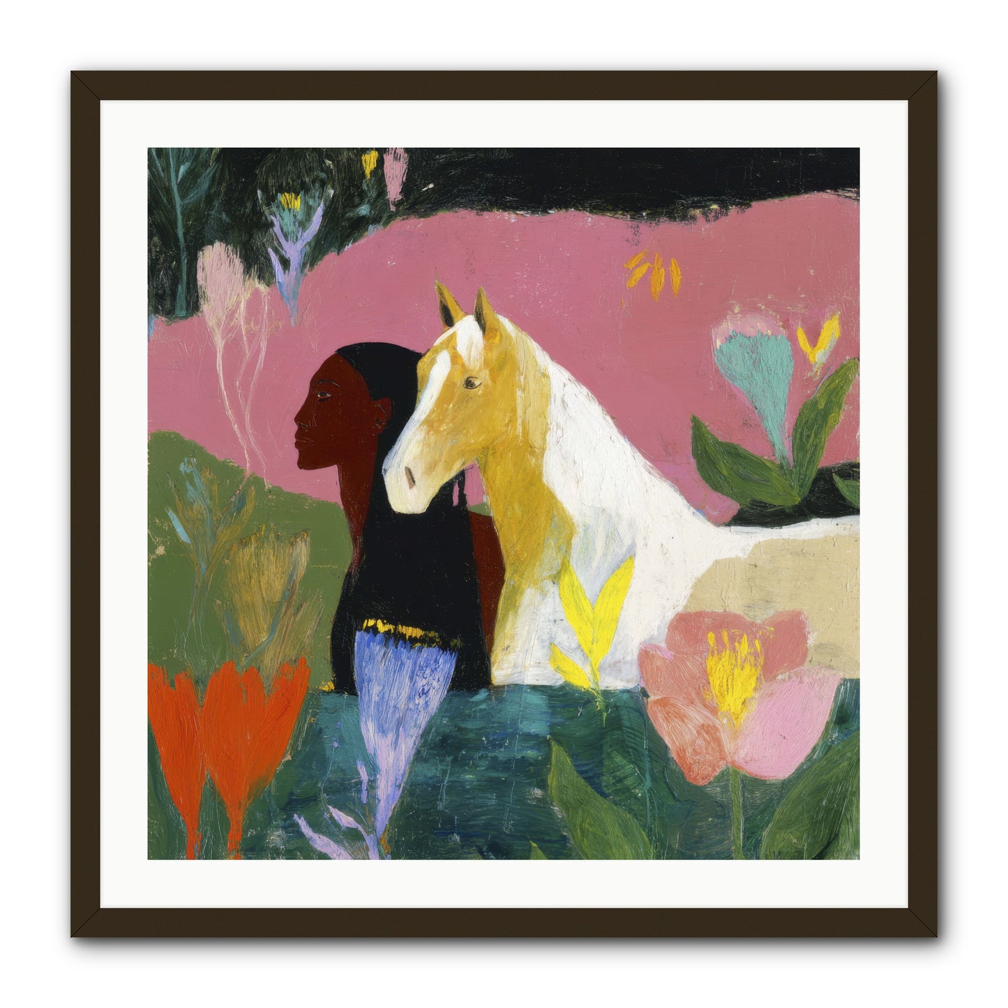 Daybreak in Blush & Gold -- Framed Print - Black 30x30