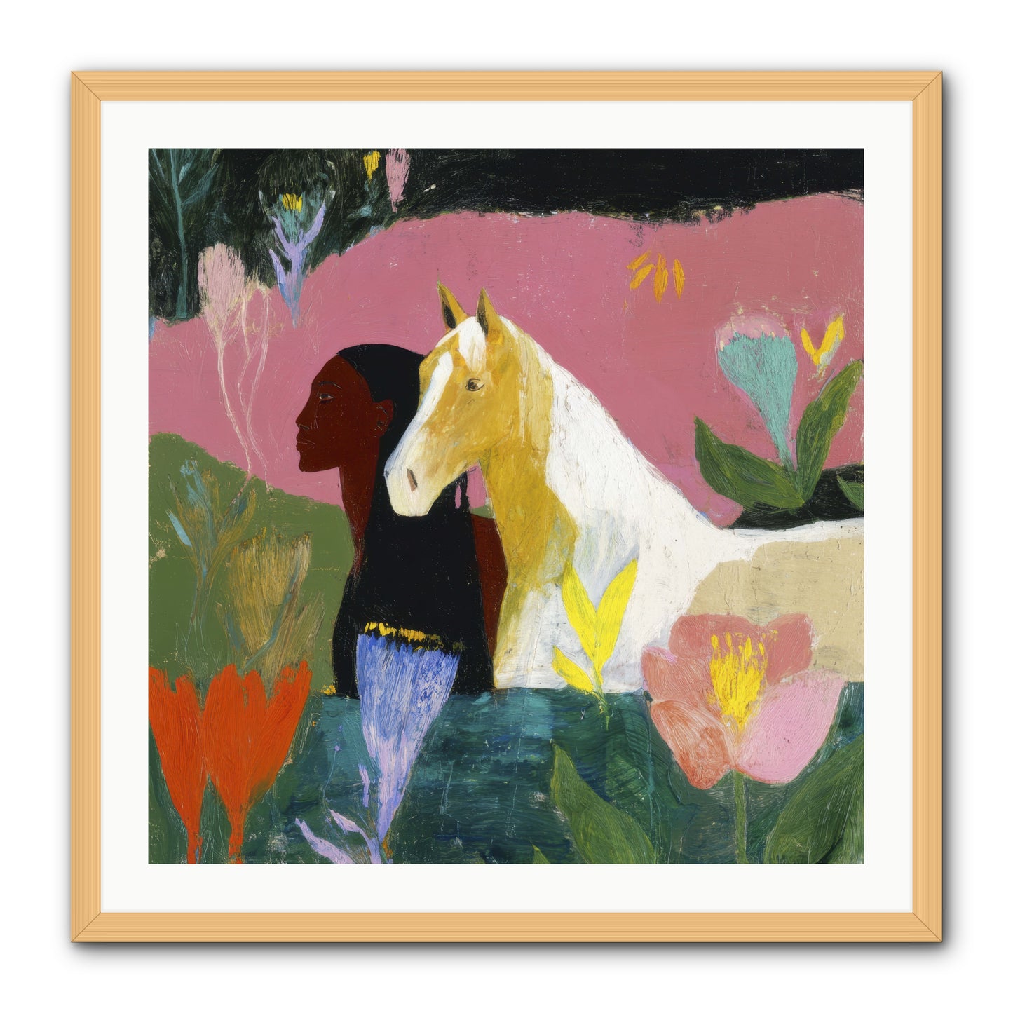 Daybreak in Blush & Gold -- Framed Print - Natural 30x30