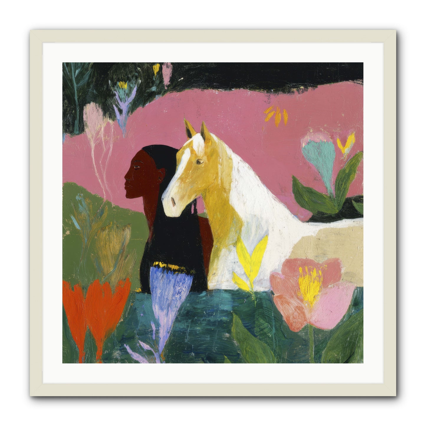 Daybreak in Blush & Gold -- Framed Print - White 30x30