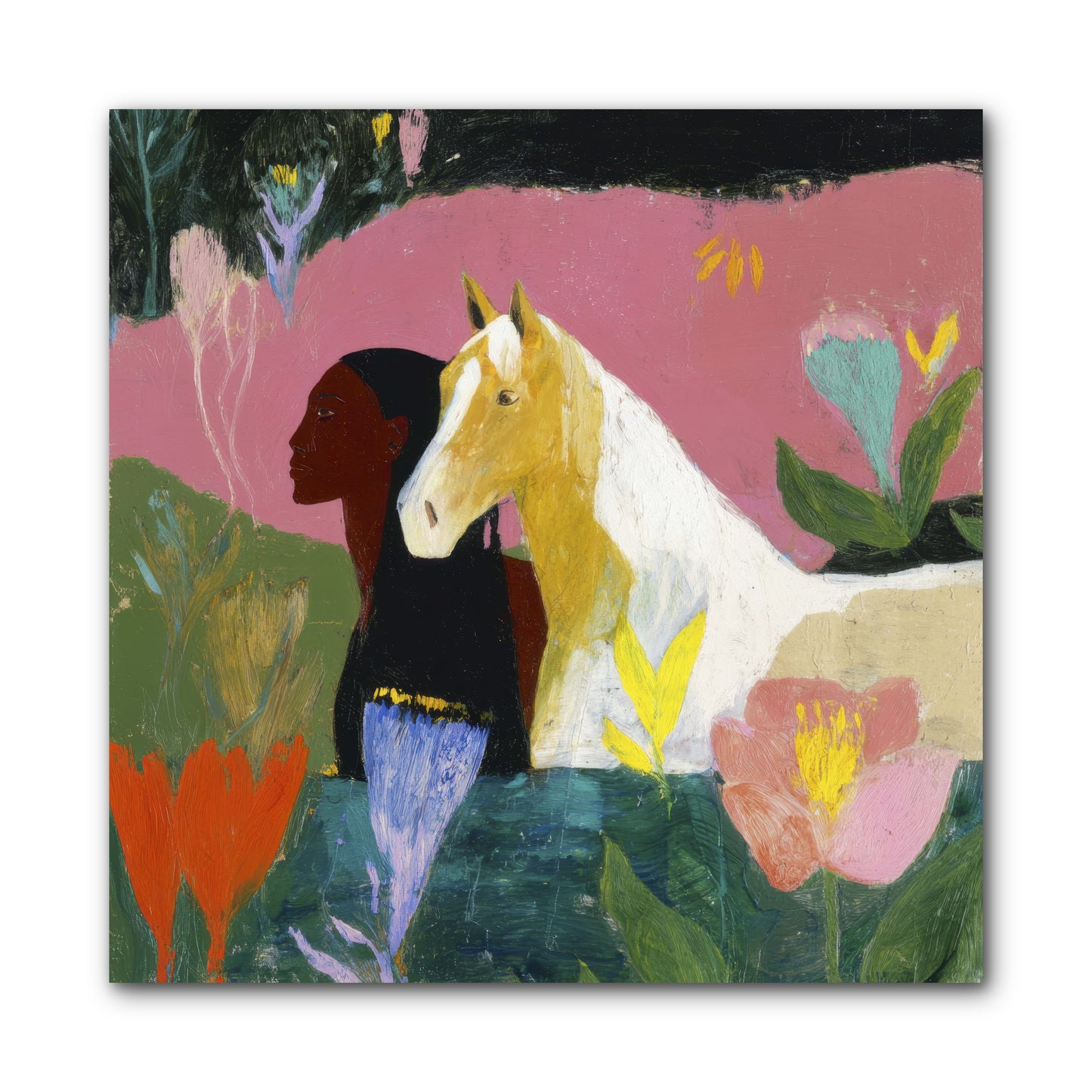 Daybreak in Blush & Gold -- Wrapped Canvas 10x10