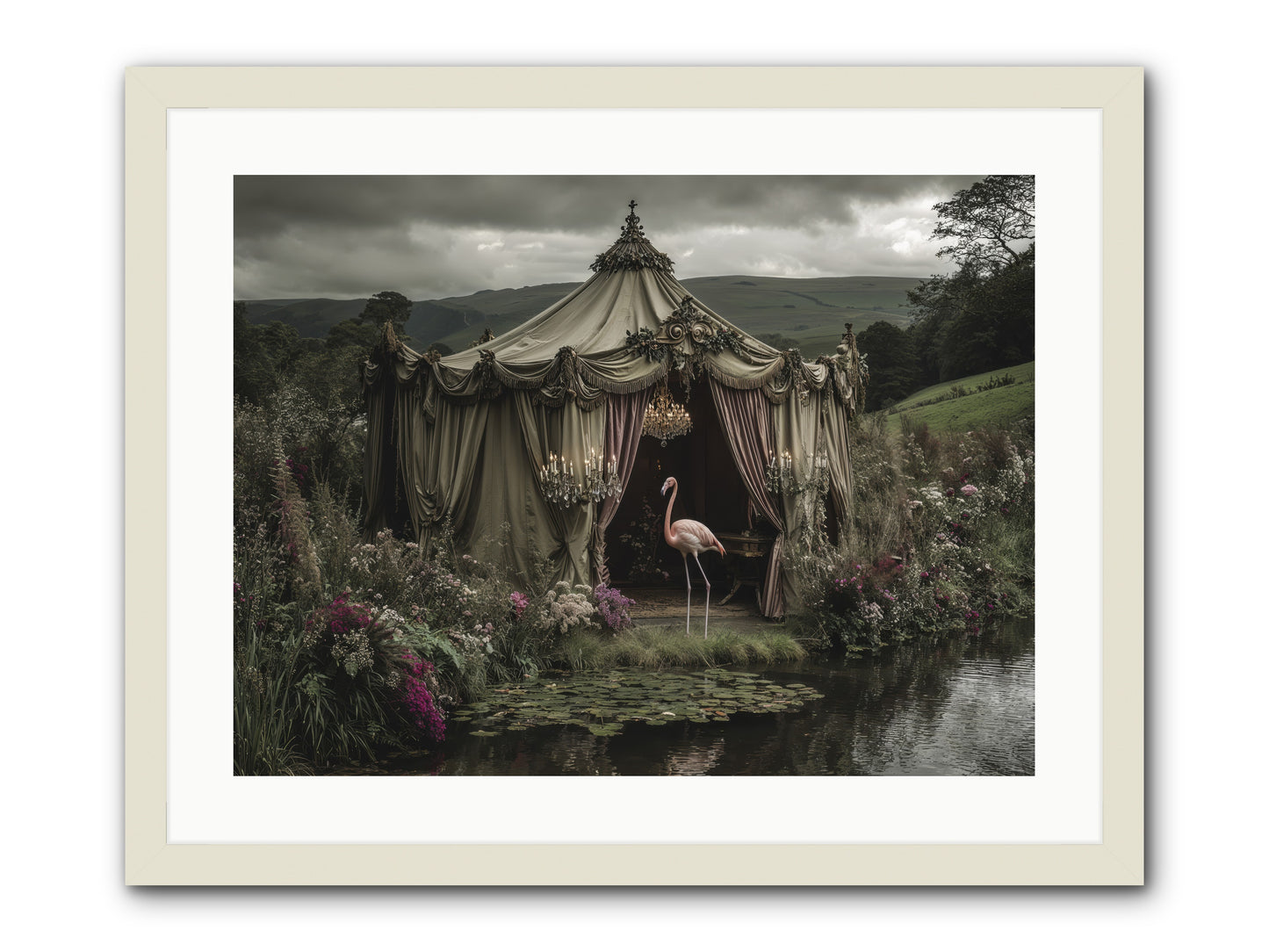 Days Measured in Petals -- Framed Print - White 24x18
