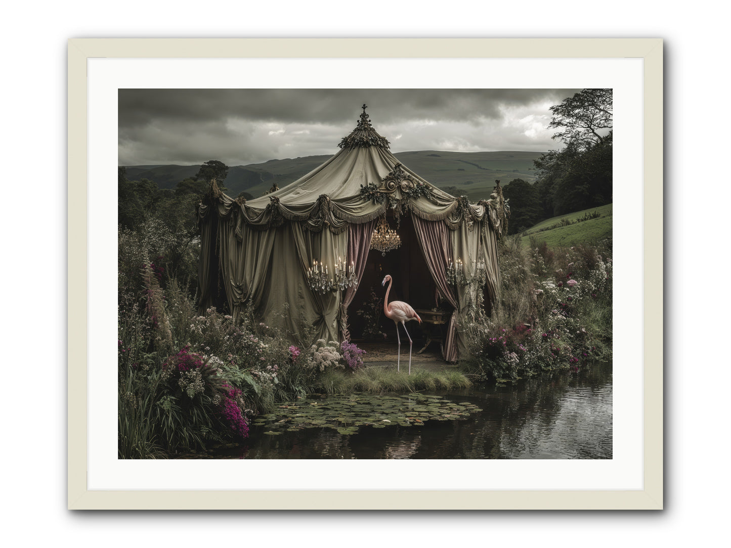 Days Measured in Petals -- Framed Print - White 32x24