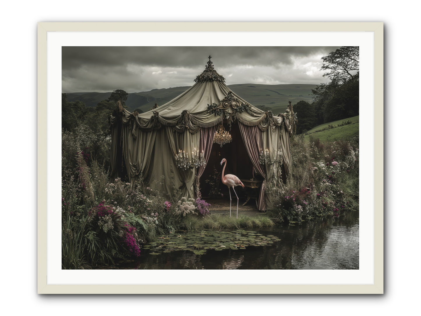 Days Measured in Petals -- Framed Print - White 40x30