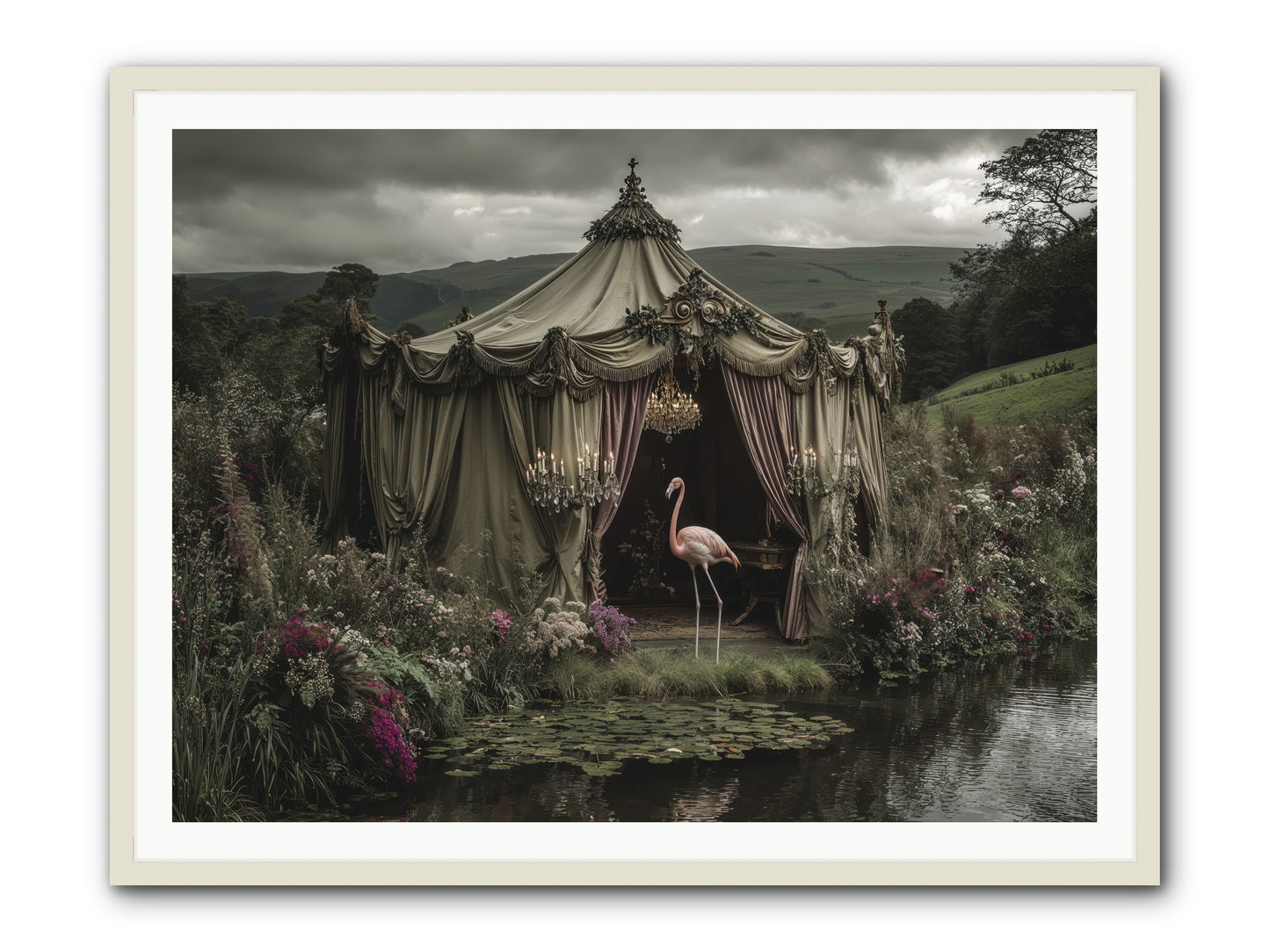 Days Measured in Petals -- Framed Print - White 48x36