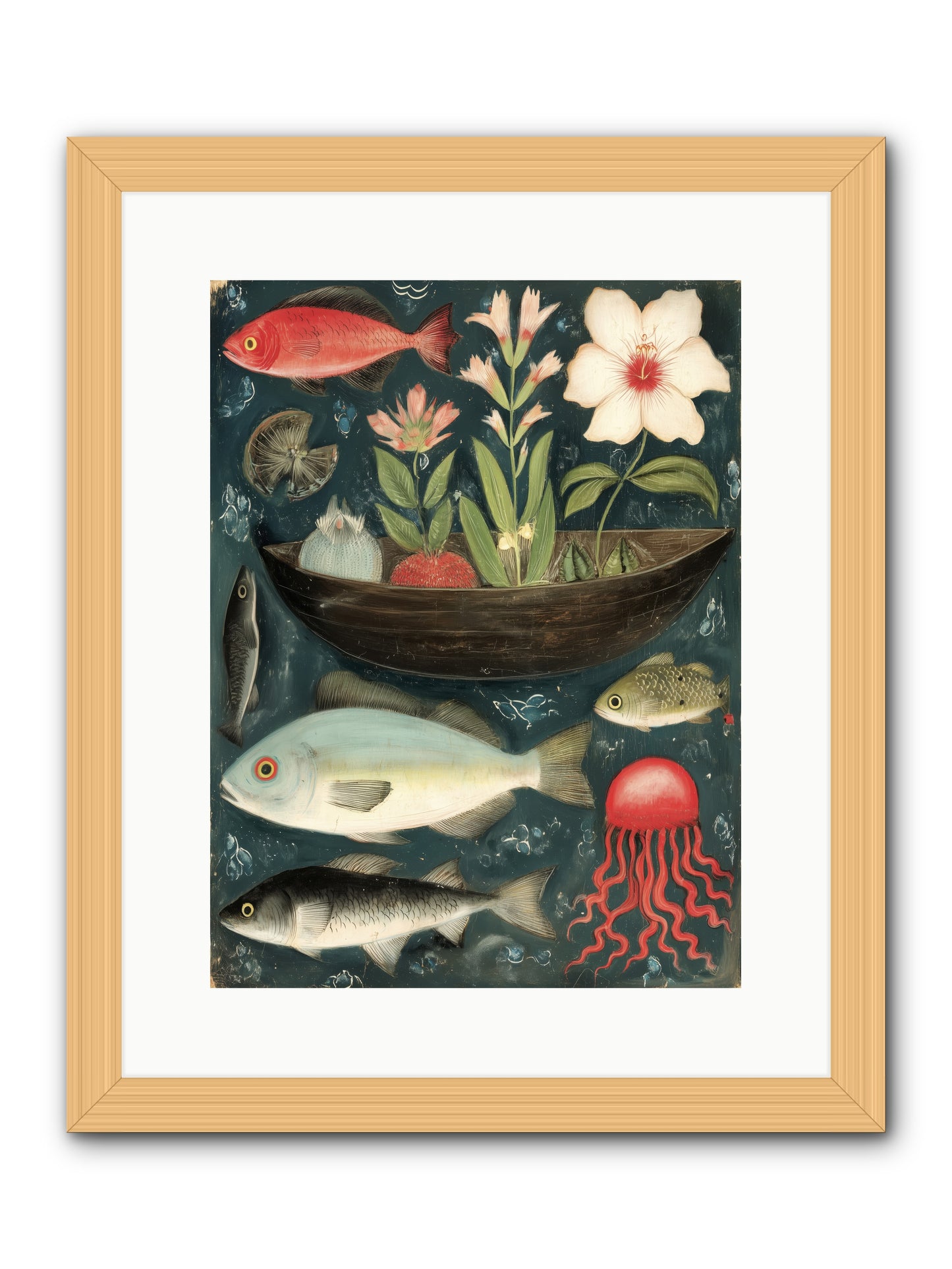 Deep Blue Diary -- Framed Print - Natural 12x16