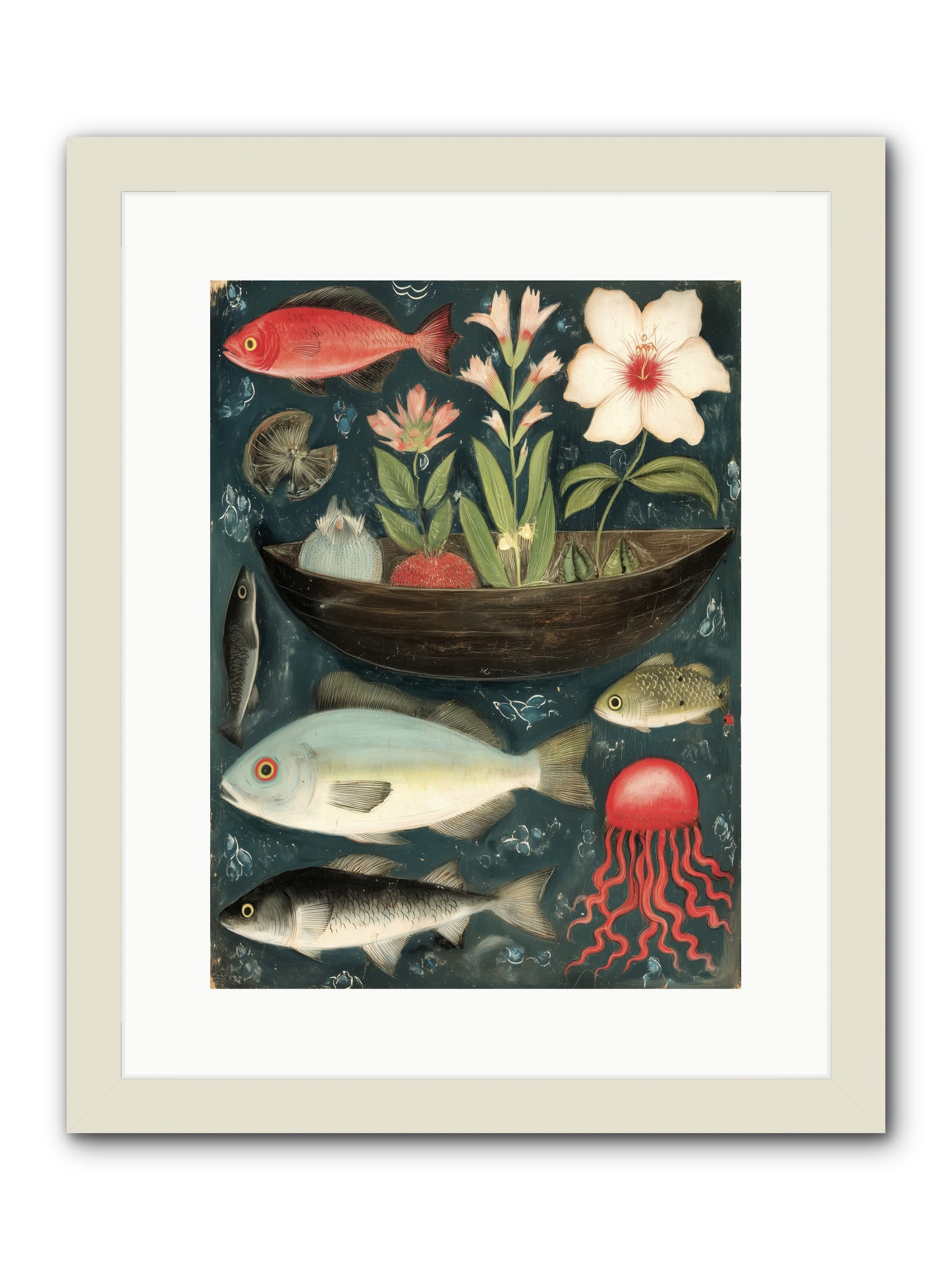 Deep Blue Diary -- Framed Print - White 12x16