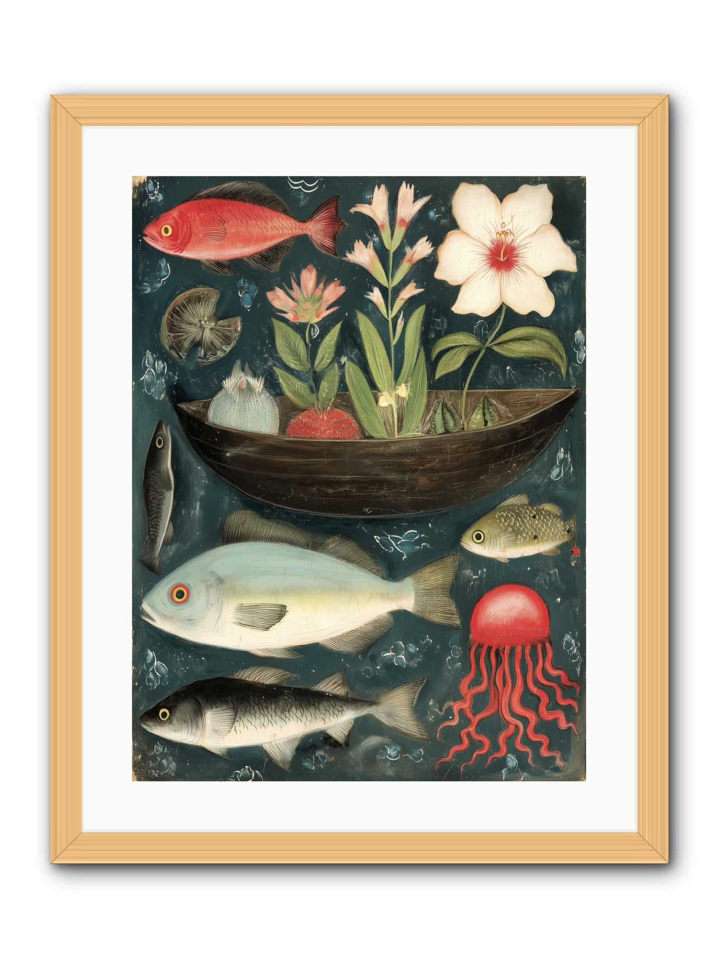 Deep Blue Diary -- Framed Print - Natural 18x24