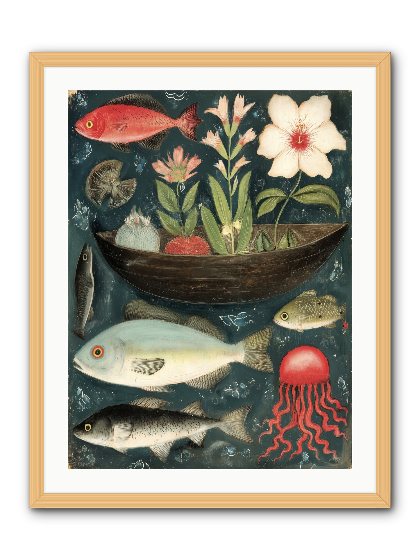 Deep Blue Diary -- Framed Print - Natural 24x32
