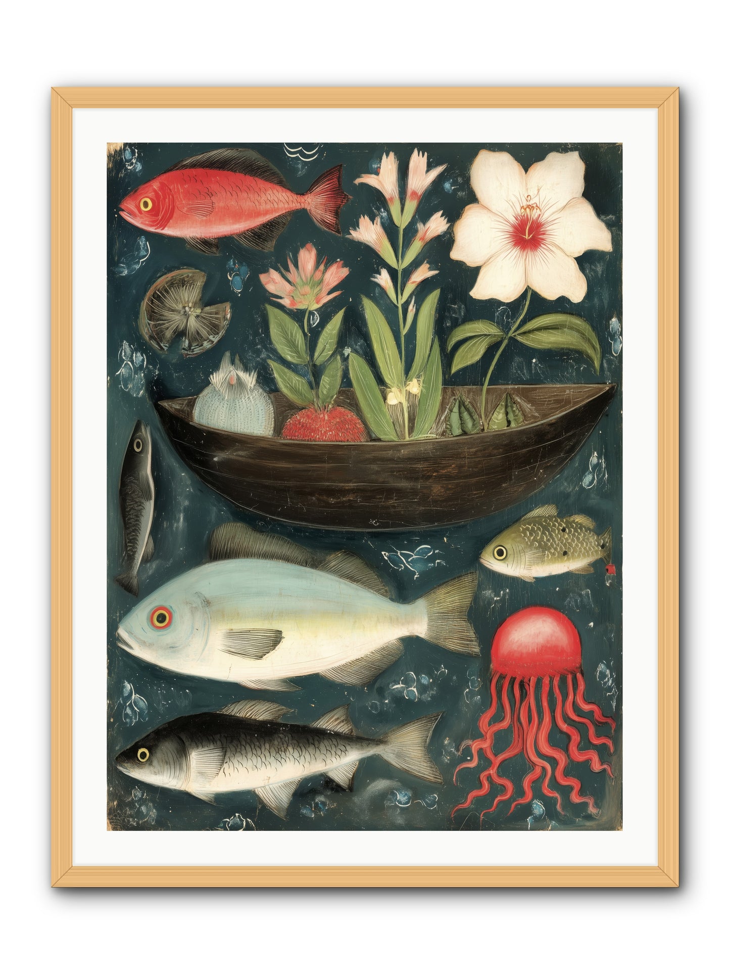 Deep Blue Diary -- Framed Print - Natural 30x40